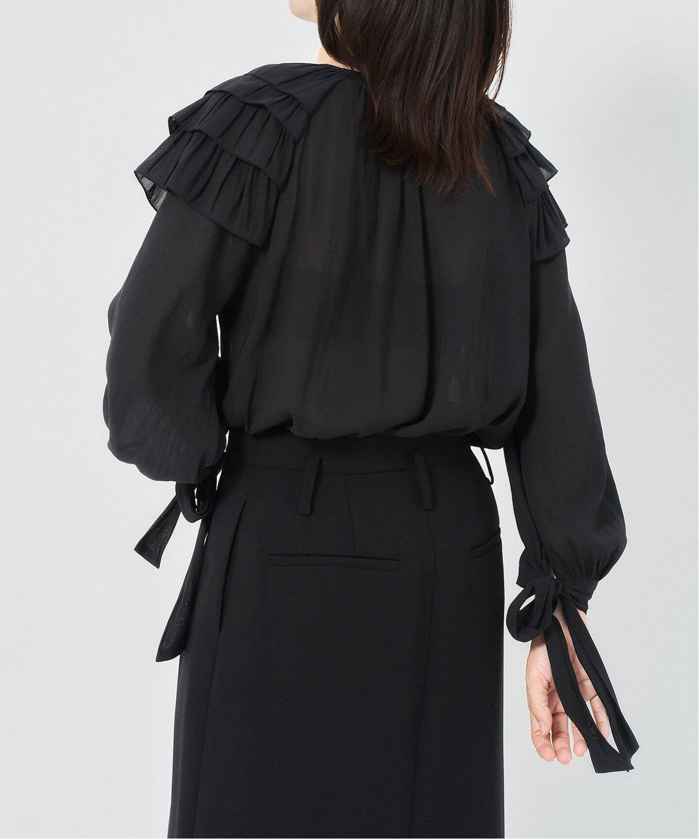 ジョーゼットショルダーフリルブラウス（シャツ／ブラウス