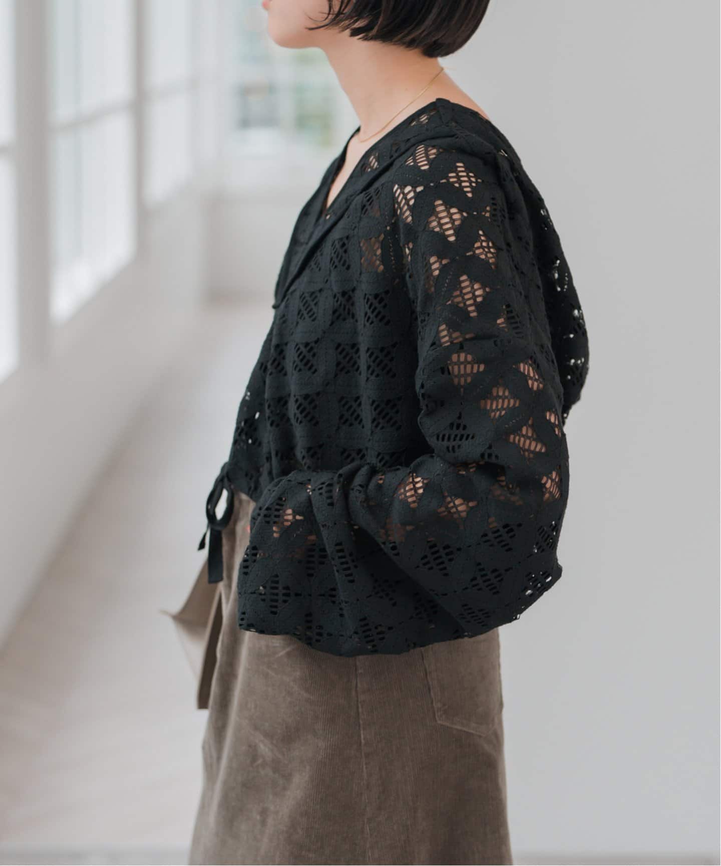 tchanspick and spanウーア レースフードトップス 追加》Uhr / ウーア 別注Lace Foodie Tops（シャツ／ブラウス）｜Spick