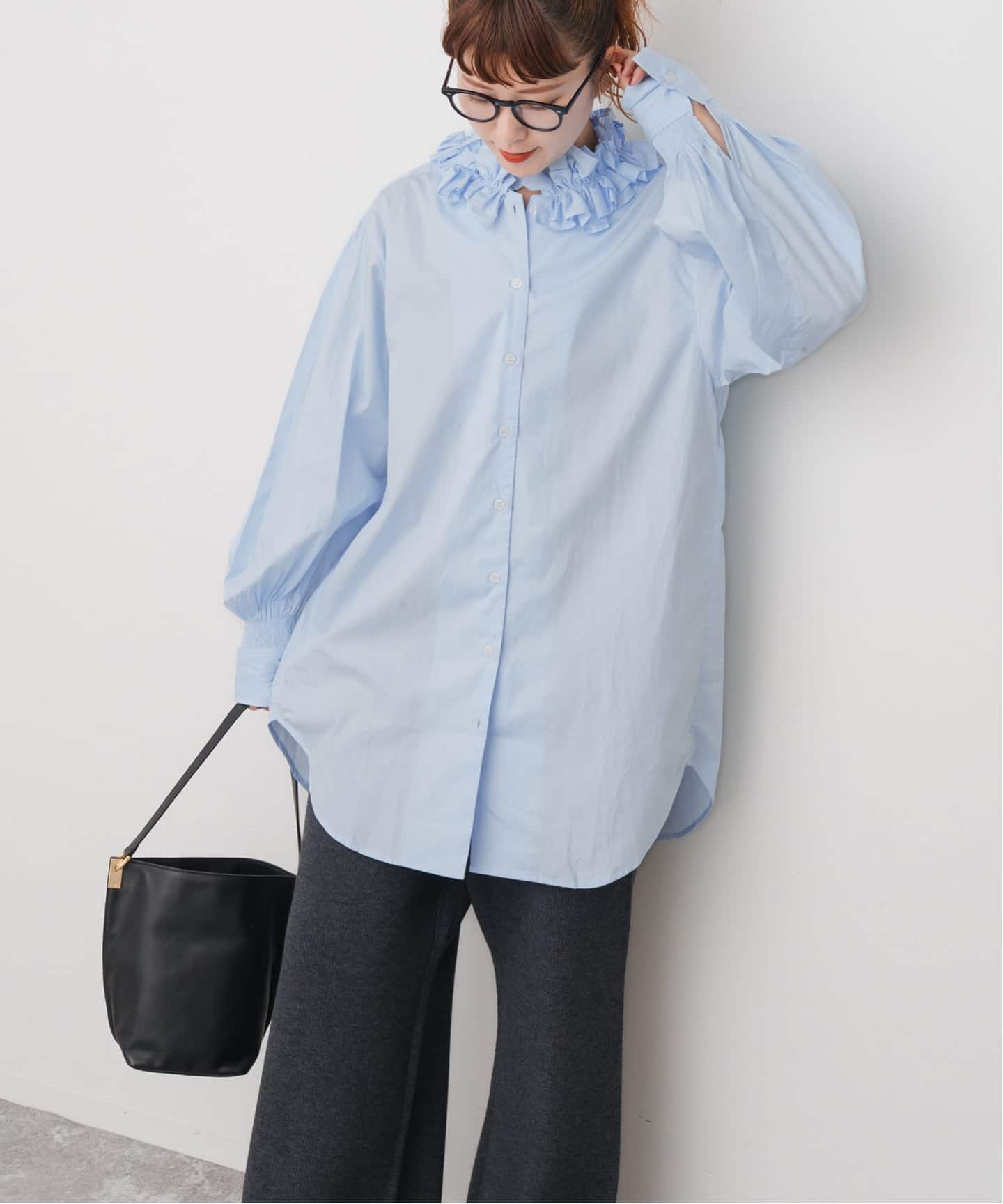 トップス crinkle crinkle crinkle spick &span 予約》crinkle crinkle crinkle 別注frill coller shirts