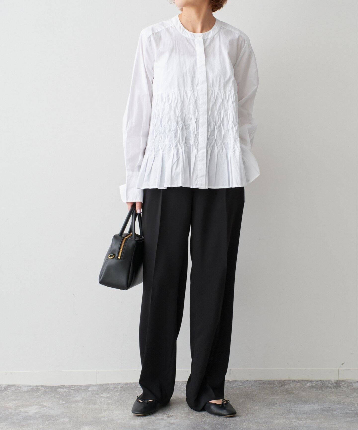 ne Quittez pas / ヌキテパ COTTON POPLIN WAVE BLOUSE（シャツ 