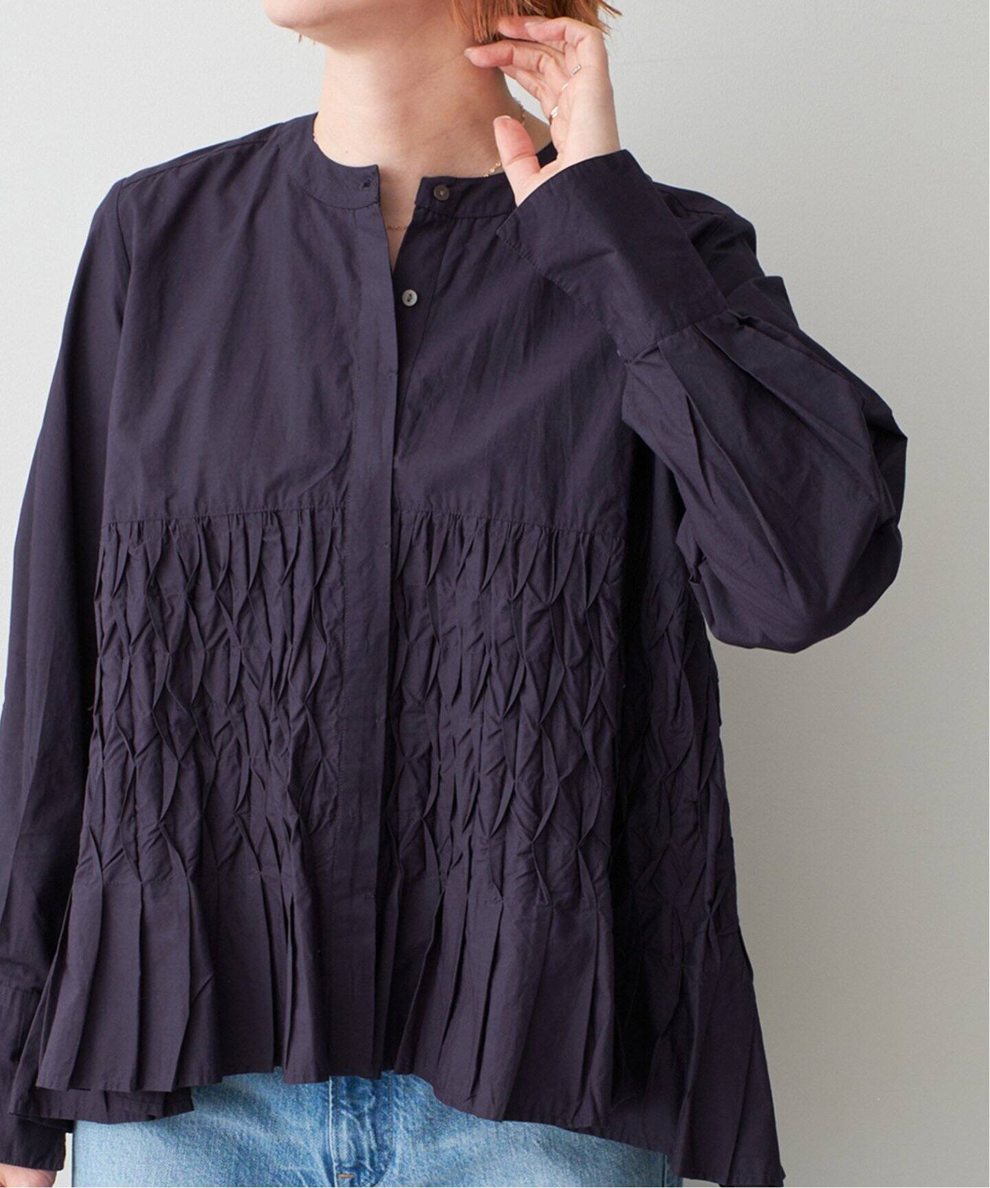 ne Quittez pas / ヌキテパ COTTON POPLIN WAVE BLOUSE（シャツ 
