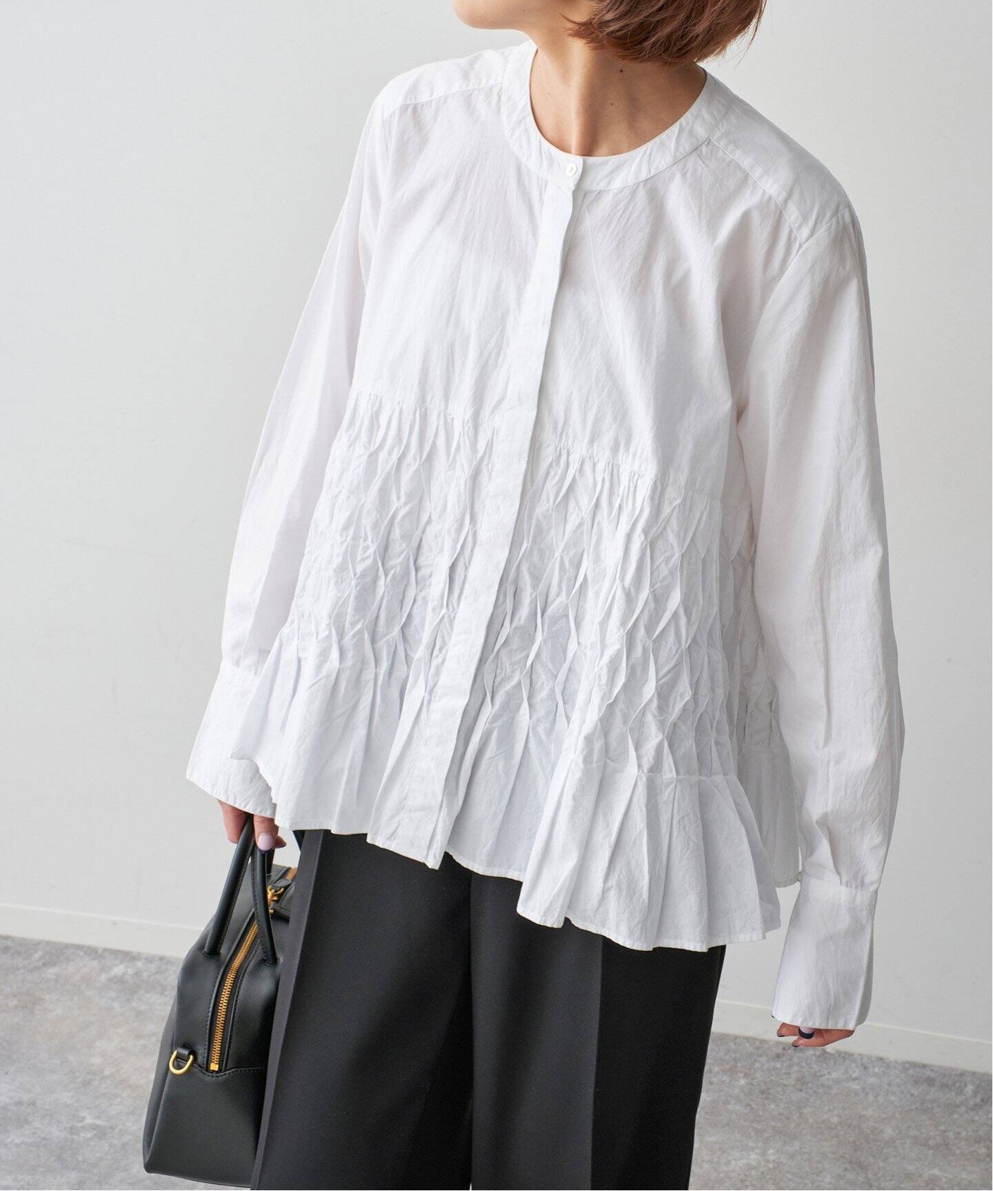 ne Quittez pas / ヌキテパ COTTON POPLIN WAVE BLOUSE（シャツ 