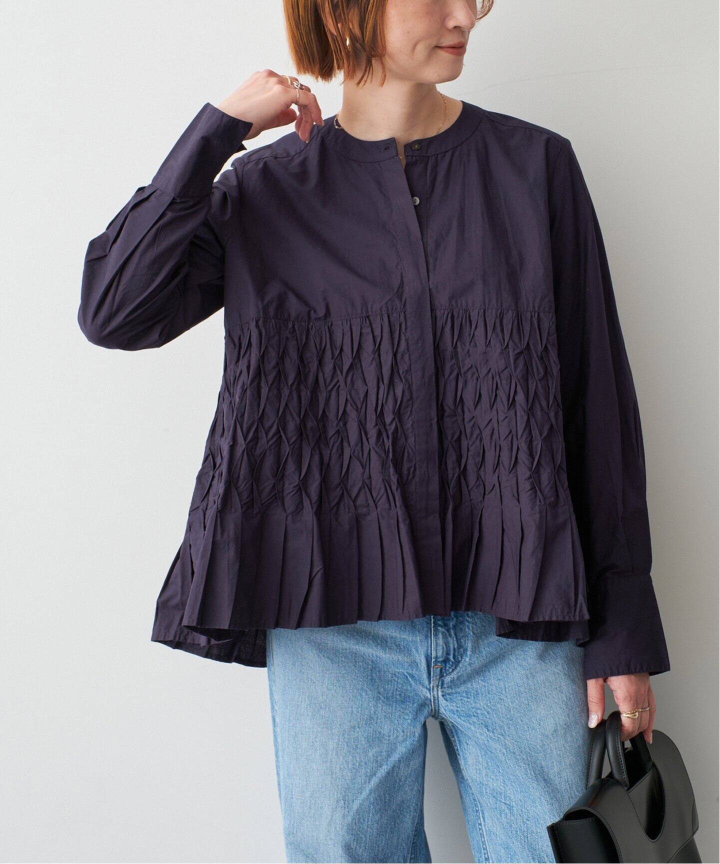ne Quittez pas / ヌキテパ COTTON POPLIN WAVE BLOUSE（シャツ 