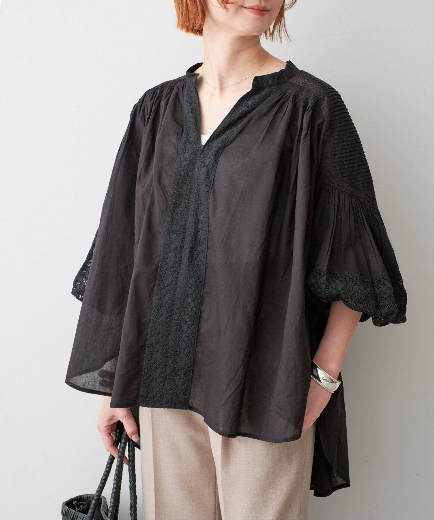 ne Quittez pas / ヌキテパ COTTON VOILE LACE PIN T（シャツ