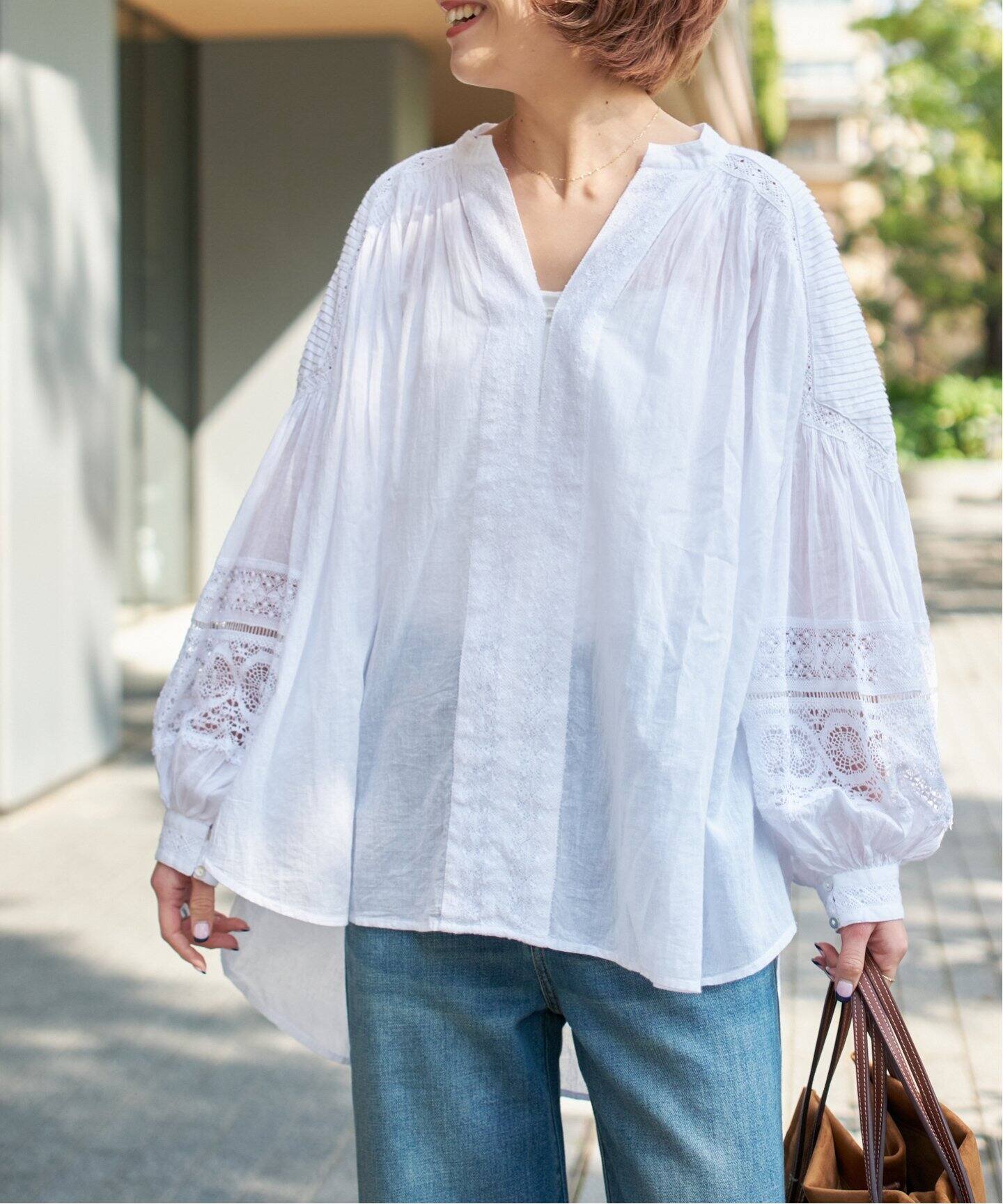 ne Quittez pas / ヌキテパ COTTON VOILE LACE PIN T（シャツ 