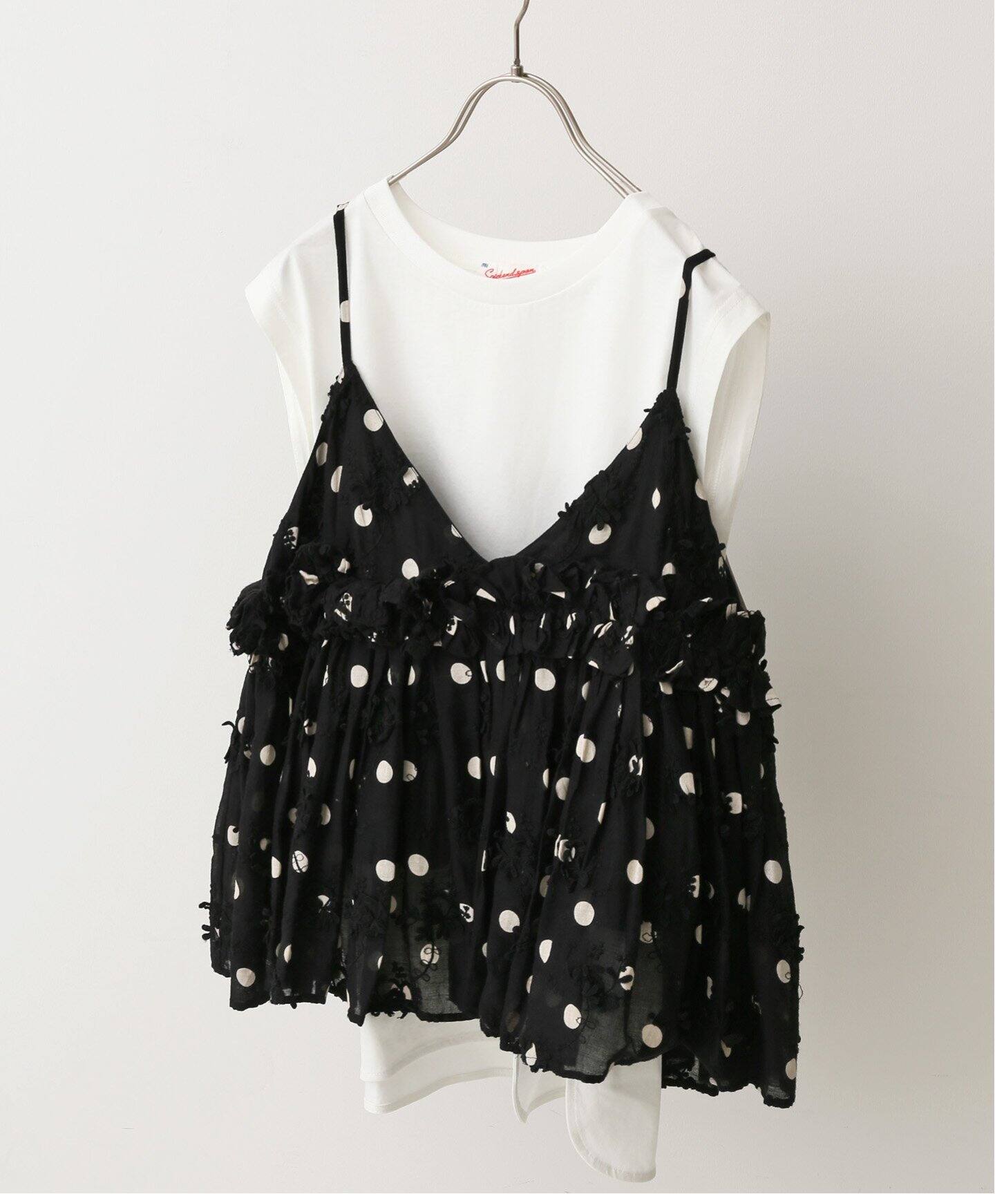 追加》crinkle crinkle crinkle 3D embroidery dot camisole CC-2509 
