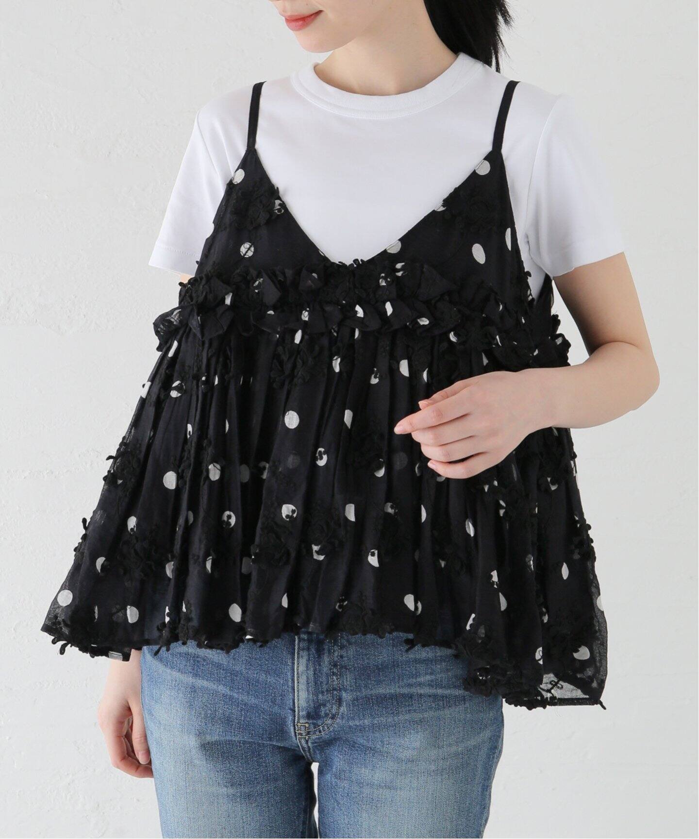 追加》crinkle crinkle crinkle 3D embroidery dot camisole CC-2509 