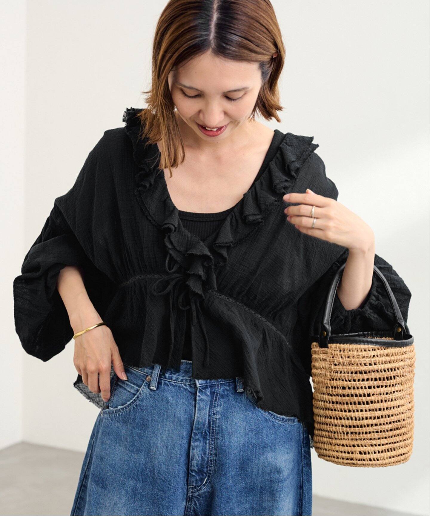 フレームワーク コットンボイルフリルブラウス コットンボイルフリルブラウス（シャツ／ブラウス）｜FRAMeWORK