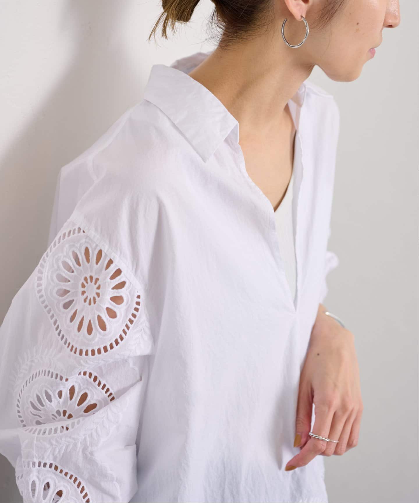 完売FRAMeWORK カットワークスキッパーシャツ新品タグ付き カットワークスキッパーブラウス（シャツ／ブラウス