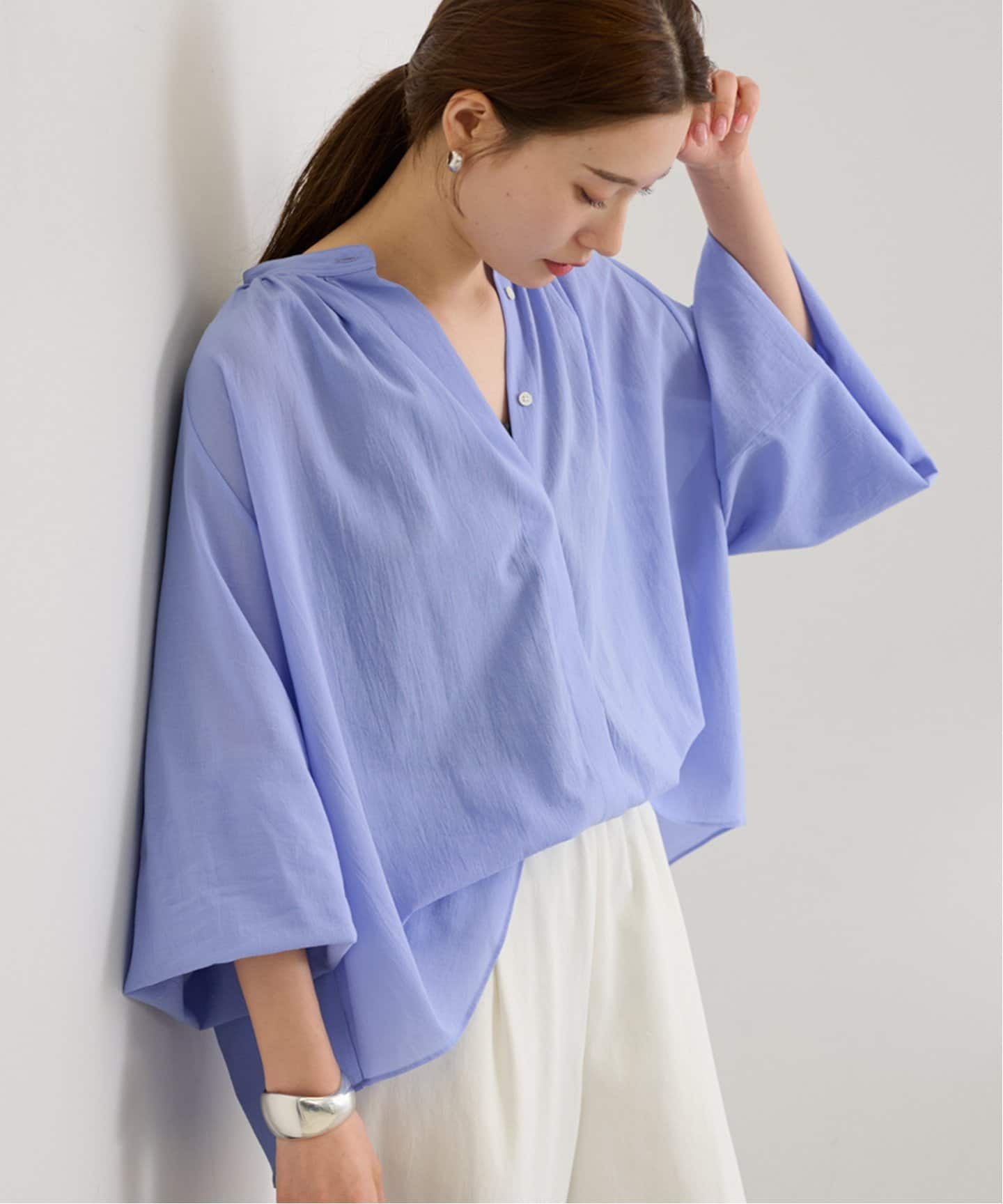コットンボイルエアリーギャザーブラウス（シャツ／ブラウス