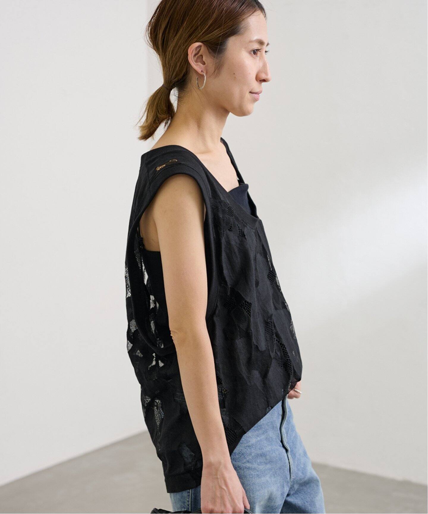 ESTHE OVERSIZED SHEER LACE ベスト（シャツ／ブラウス