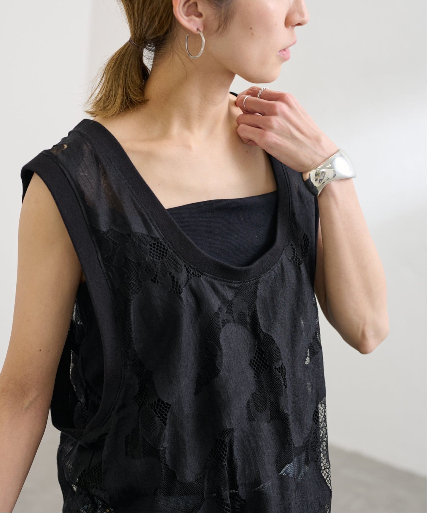フレームワークESTHE OVERSIZED SHEER LACE ベスト