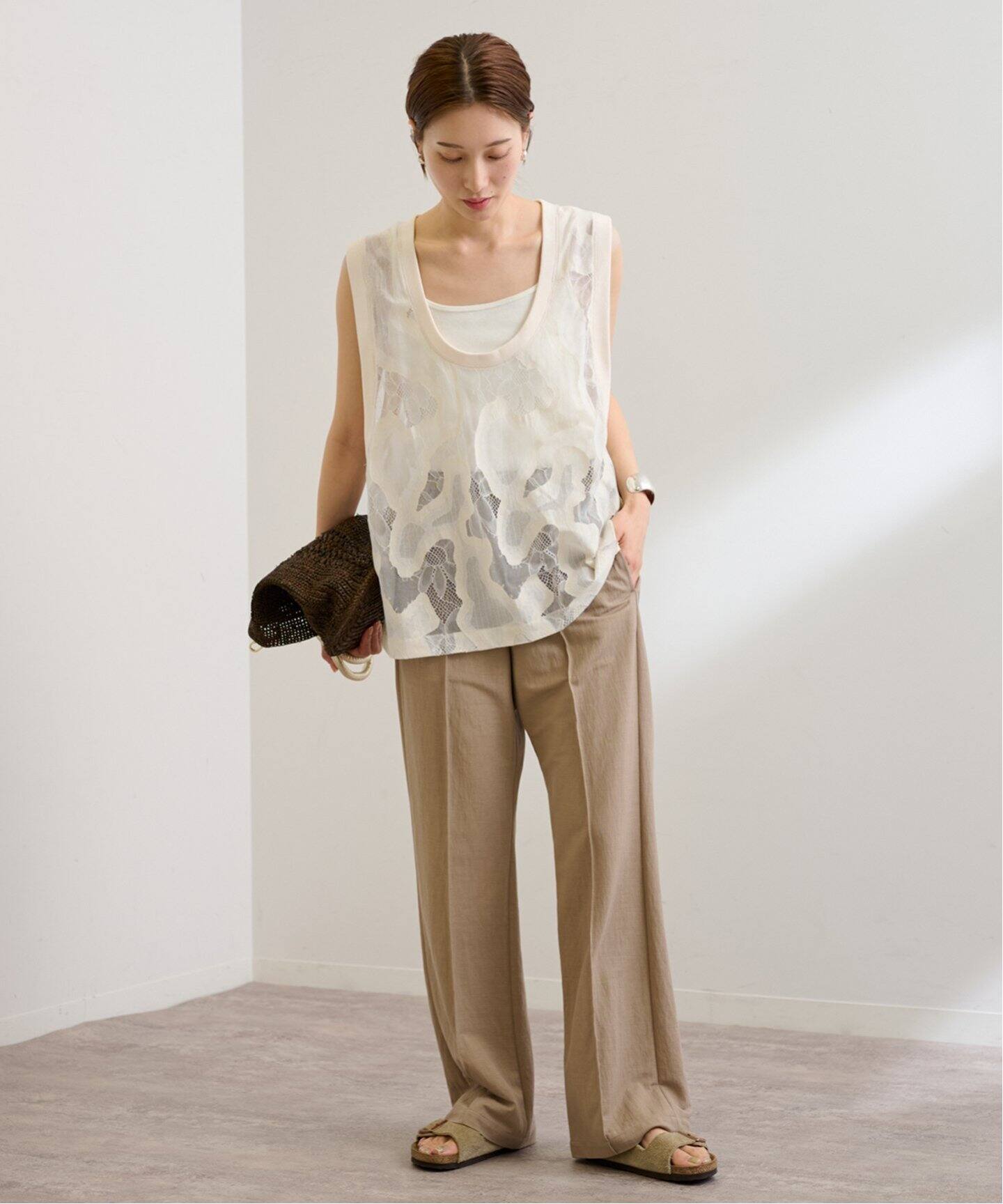 framework ESTHE OVERSIZED SHEER LACE ベスト ≪追加≫ESTHE OVERSIZED SHEER LACE ベスト 2（シャツ