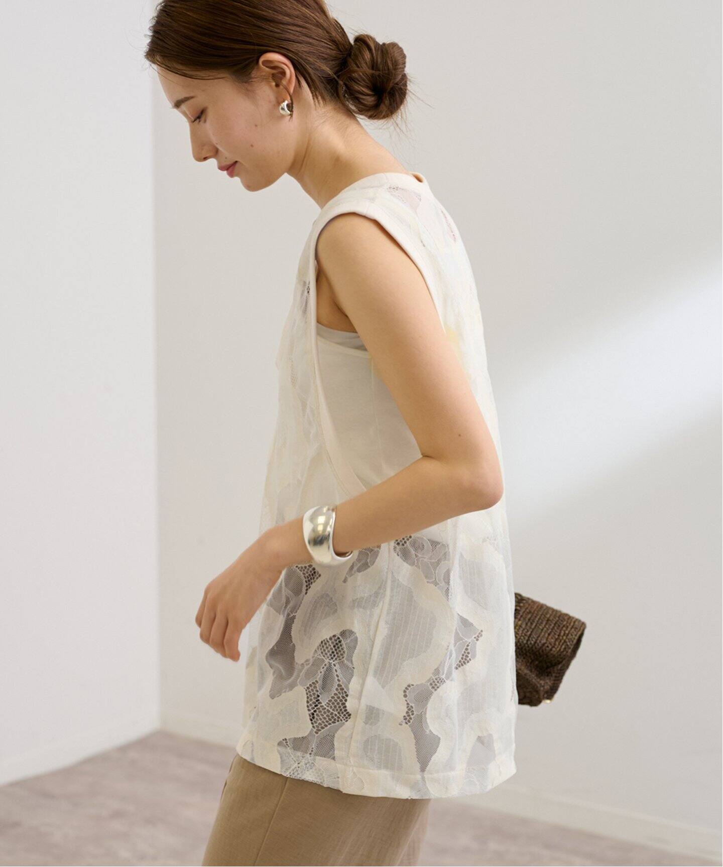 framework ESTHE OVERSIZED SHEER LACE ベスト ≪追加≫ESTHE OVERSIZED SHEER LACE ベスト 2（シャツ