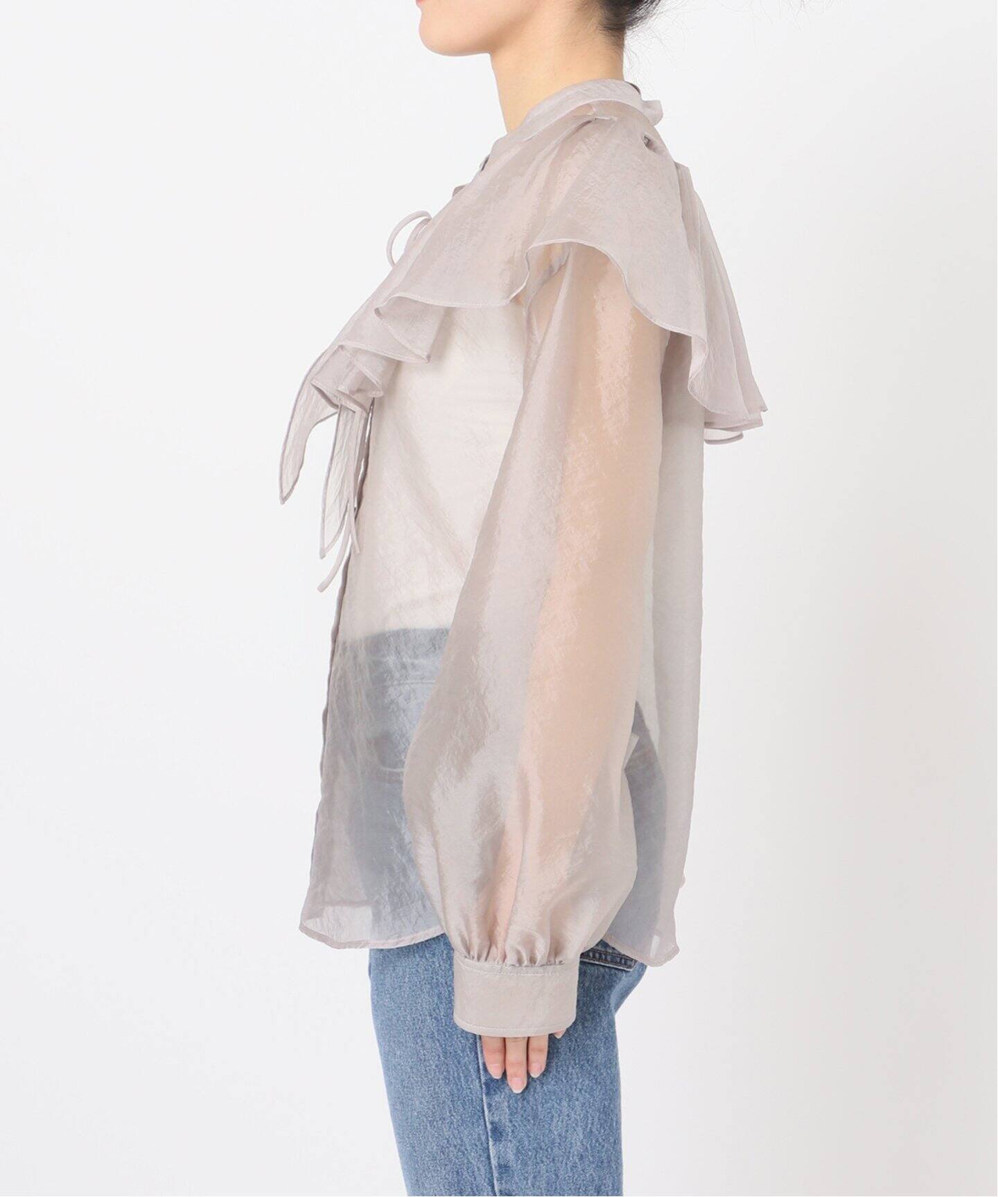 MANYWAYオーガンジーラッフルブラウス（シャツ／ブラウス