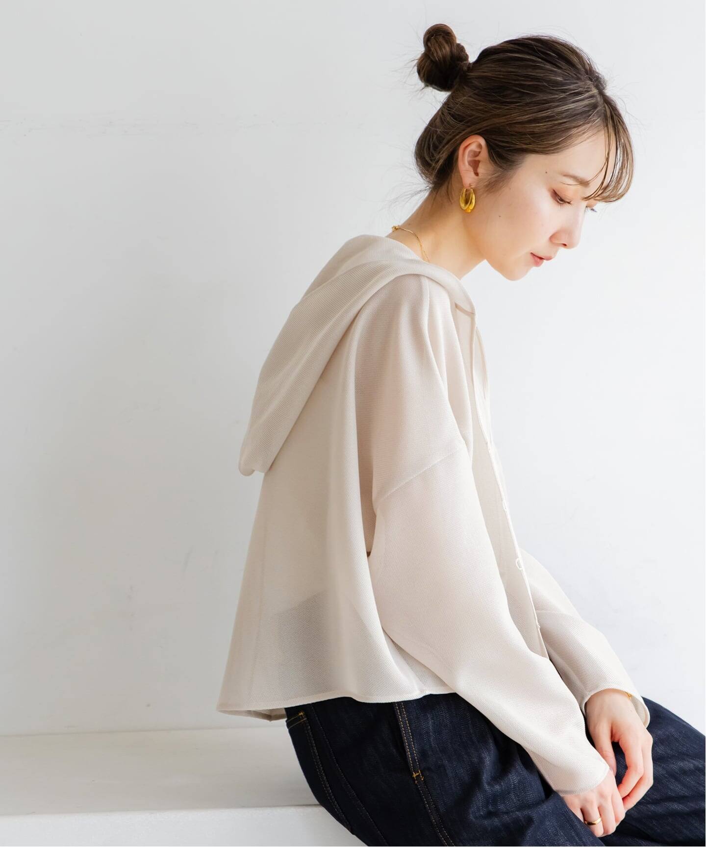 NOBLE ブリーズメッシュショートフードブラウス　ナチュラル ノーブル NOBLE 《追加予約》ブリーズメッシュショートフード