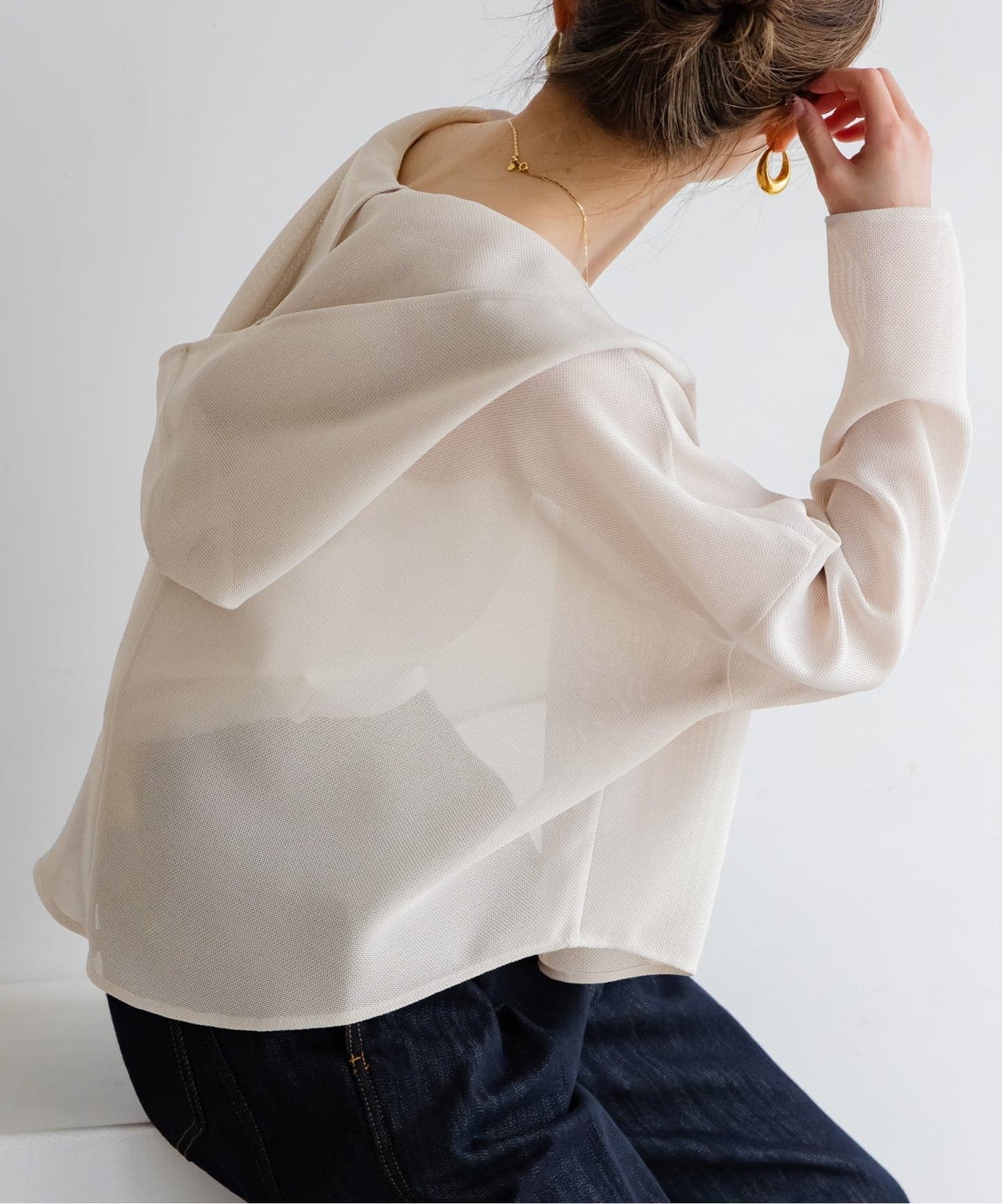 追加》ブリーズメッシュショートフードブラウス（シャツ