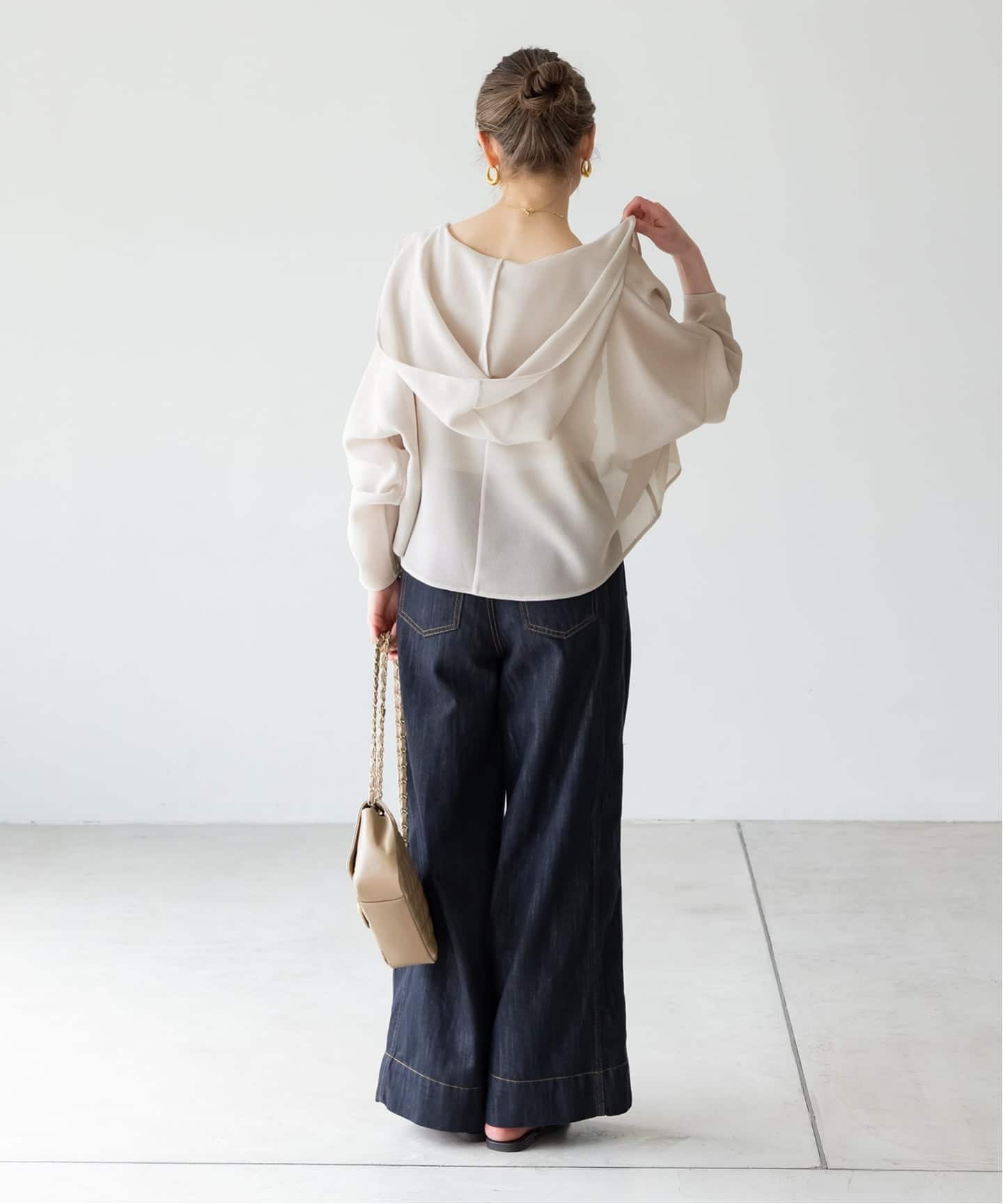 ノーブル　今季完売　ブリーズメッシュショートフードブラウス ノーブル NOBLE 《追加予約》ブリーズメッシュショートフード