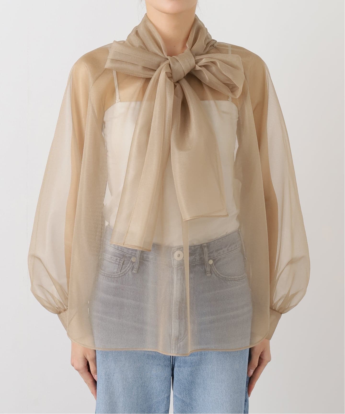 ブライトオーガンジーボウタイブラウス（シャツ／ブラウス）｜NOBLE