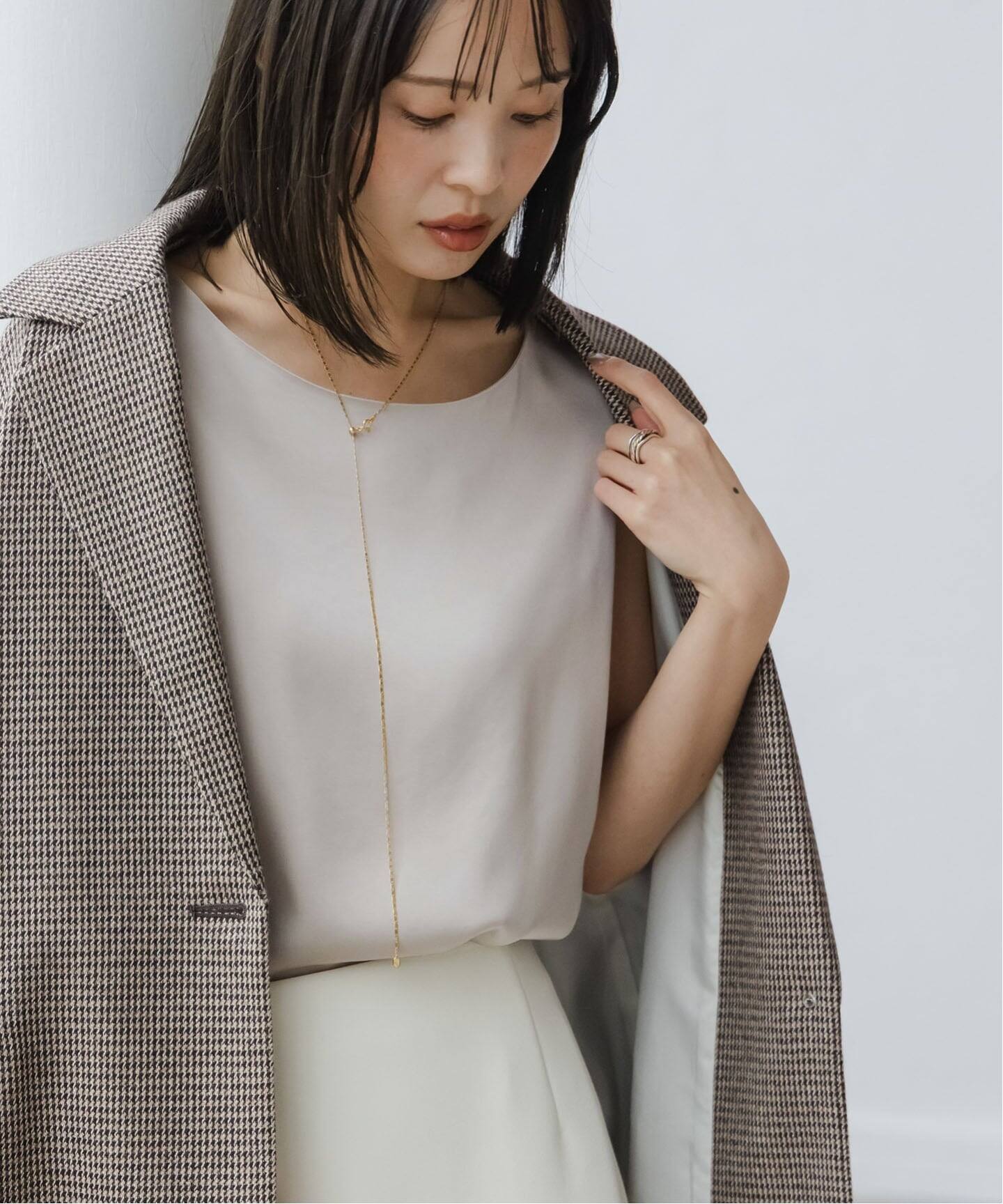 NOBLE＊ルナサテンデコルテ2WAYトップス 追加3》【洗える】ルナサテンデコルテ2WAYトップス（シャツ／ブラウス