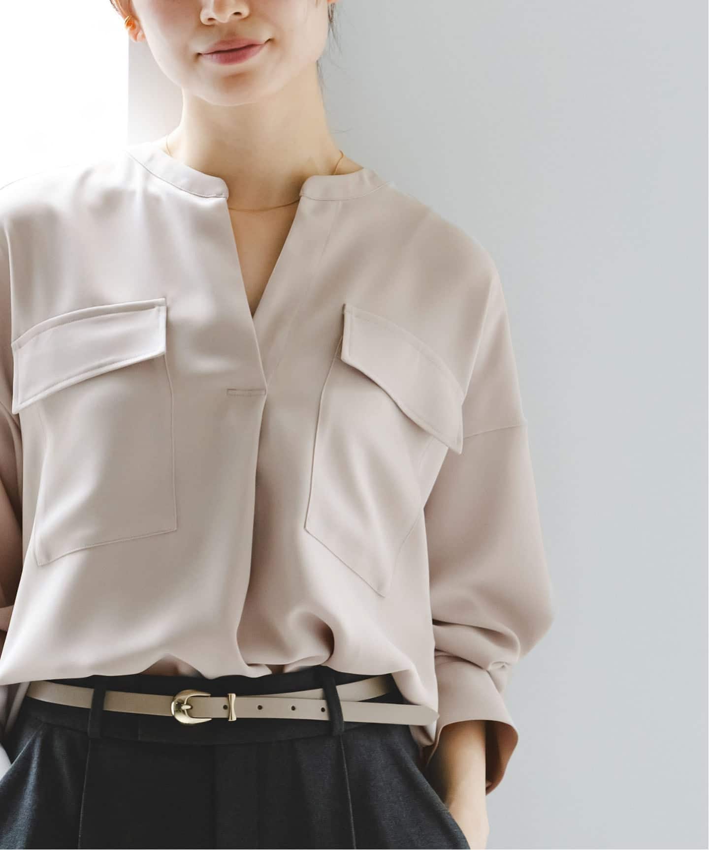 追加》ワークディテールドレープシャツ（シャツ／ブラウス