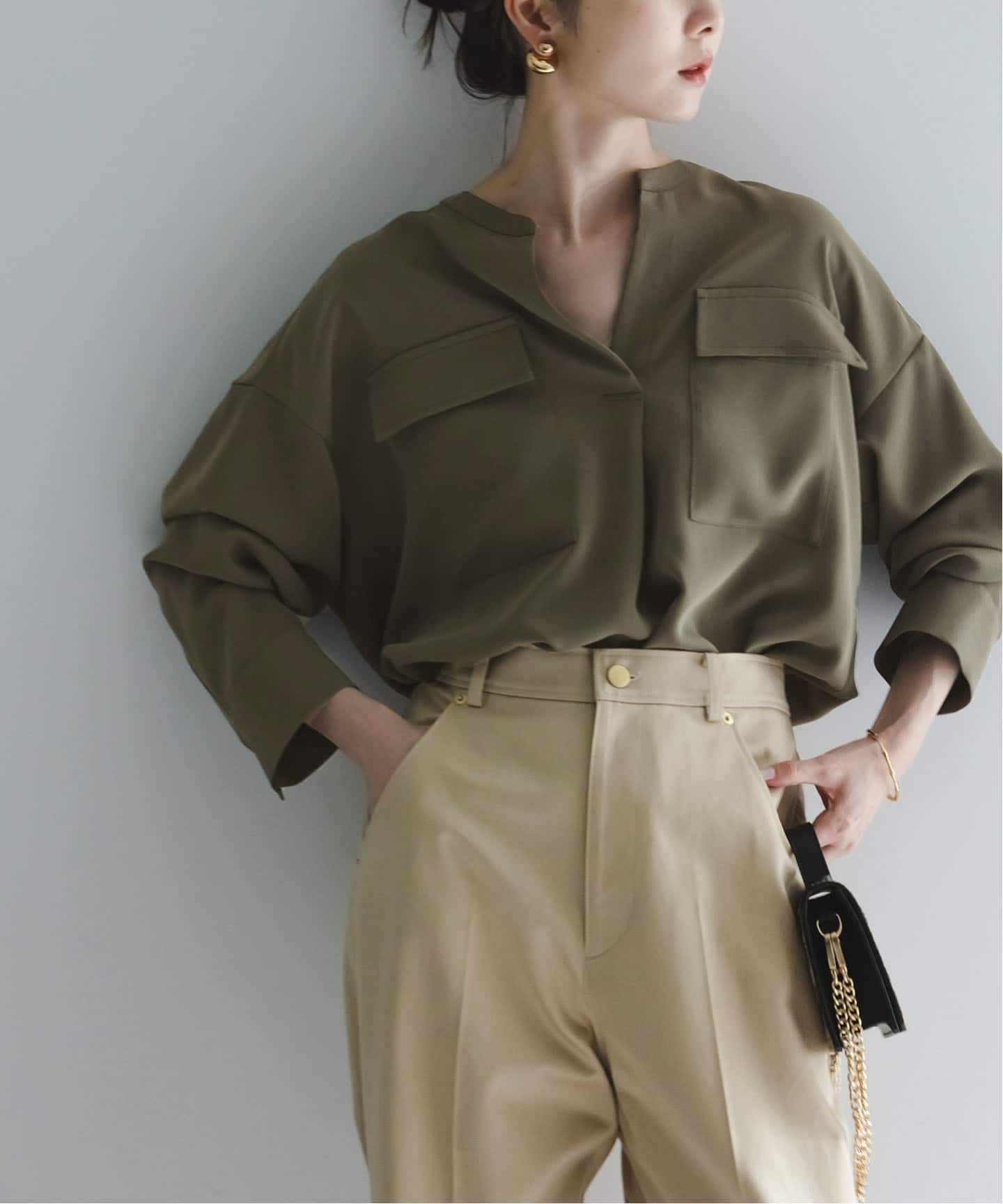 追加》ワークディテールドレープシャツ（シャツ／ブラウス）｜NOBLE