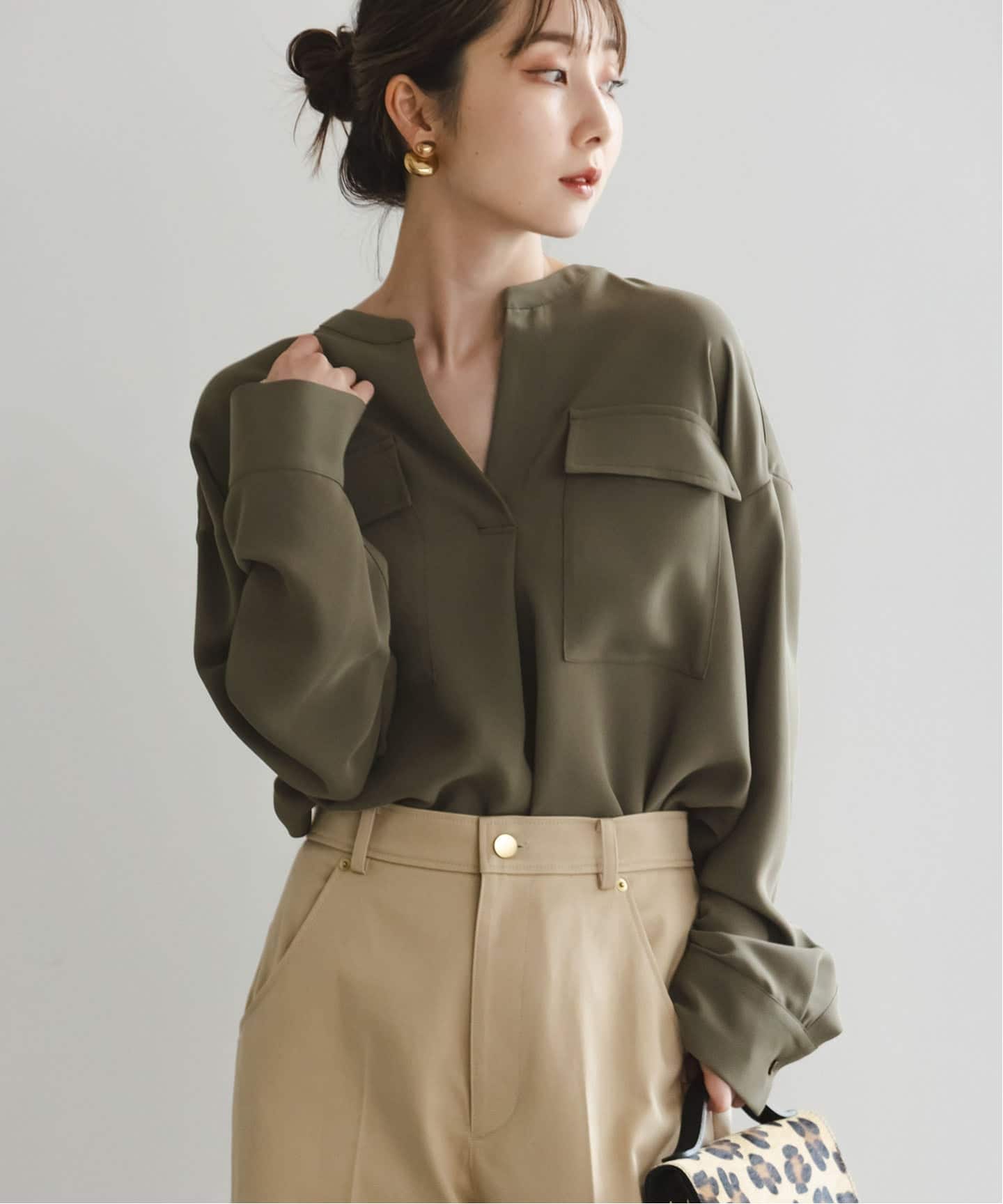 Noble ノーブル ワークディテールドレープシャツ 3 追加》ワークディテールドレープシャツ 3（シャツ/ブラウス