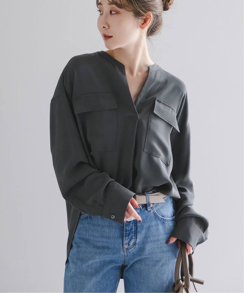 新品/タグ付き】NOBLE 上品 ドレープ感7分袖ブラウス 追加・WEB限定 