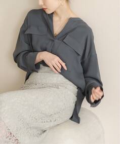 追加・WEB限定カラー》ワークディテールドレープシャツ（シャツ 