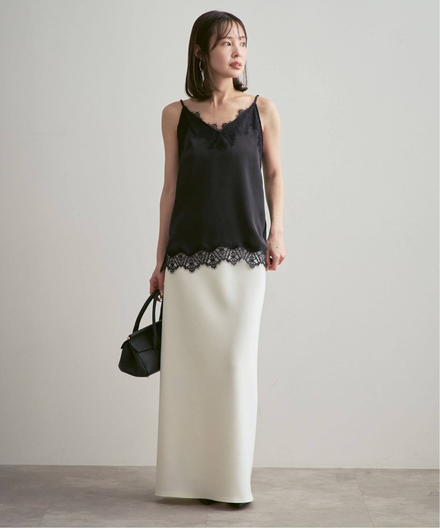 【未使用】NOBLE リバーレースサテンキャミソール 追加予約》リバーレーストリミングサテンキャミソール（キャミソール