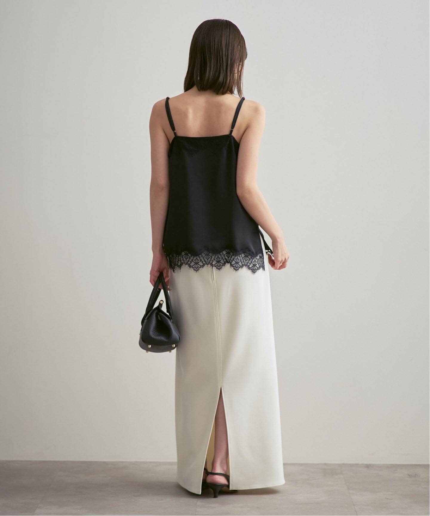 追加》リバーレーストリミングサテンキャミソール（キャミソール