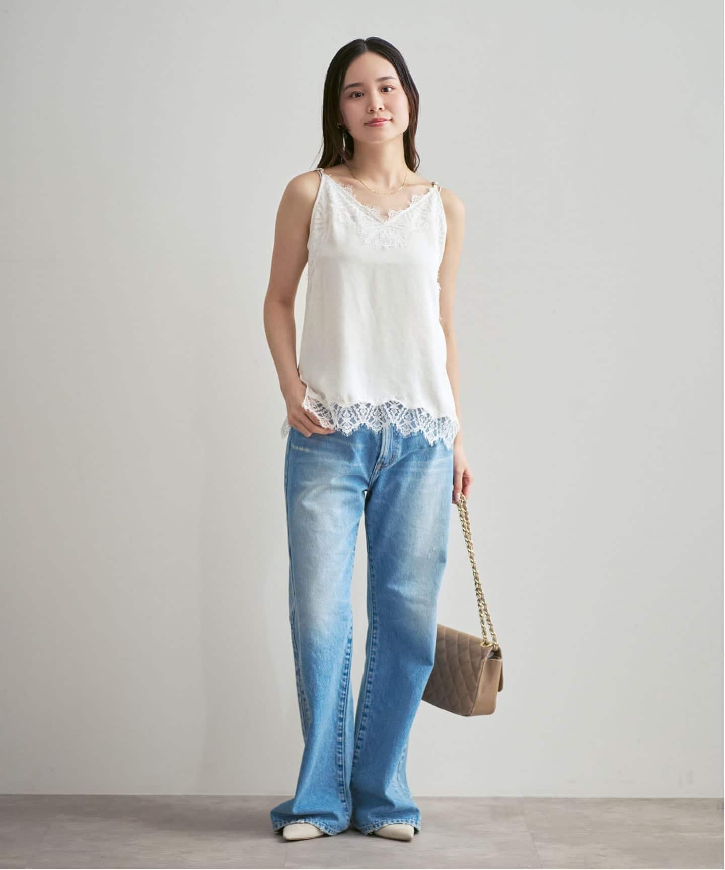 追加予約》リバーレーストリミングサテンキャミソール（キャミソール