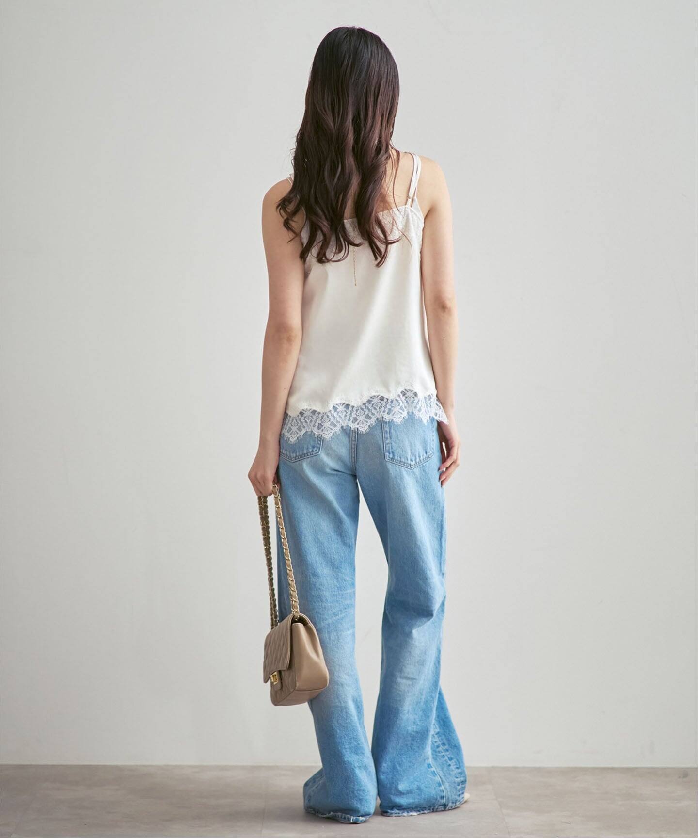 追加予約》リバーレーストリミングサテンキャミソール（キャミソール