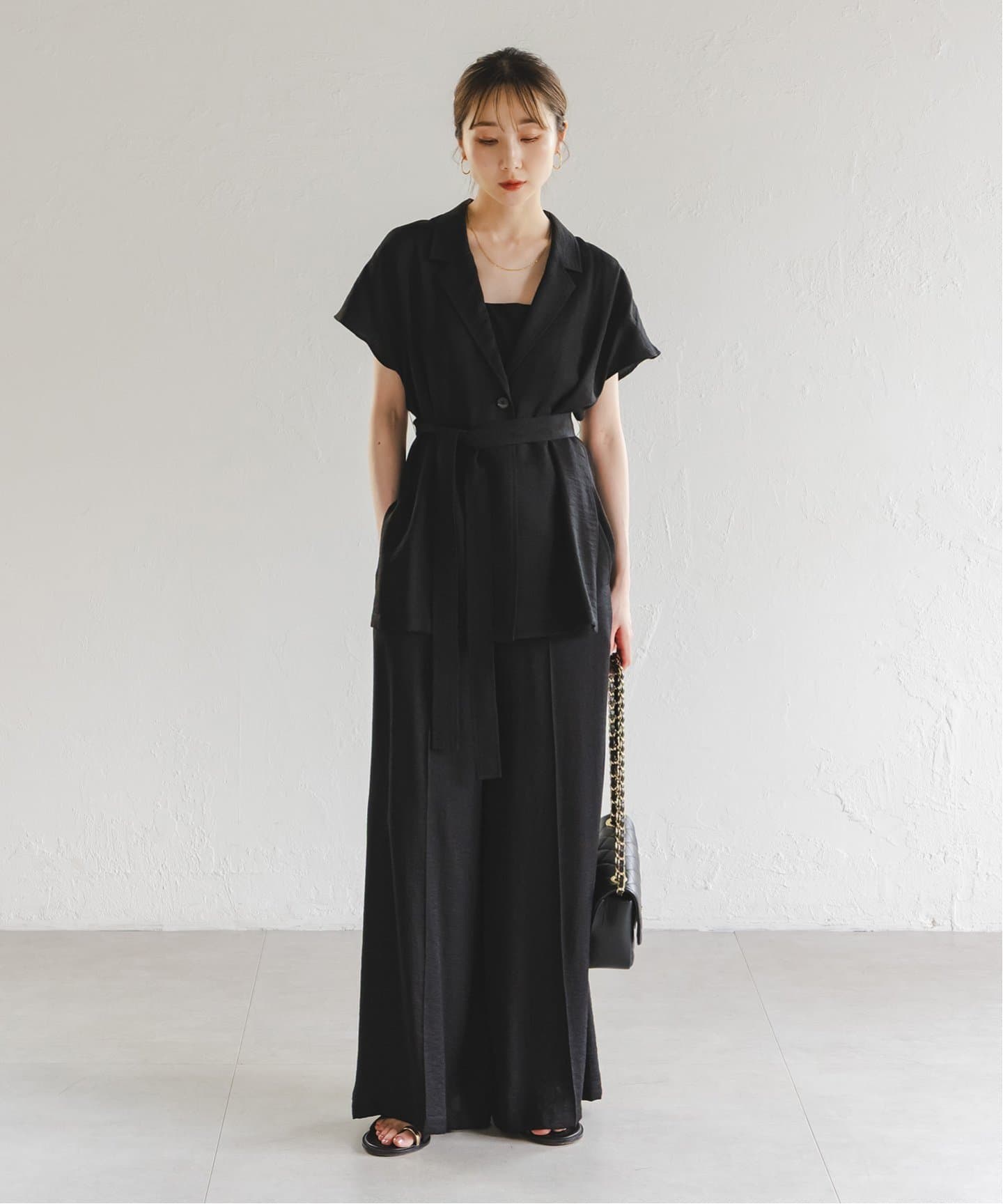 洗える】ファジーリネンニュアンスベルテッドブラウス（シャツ