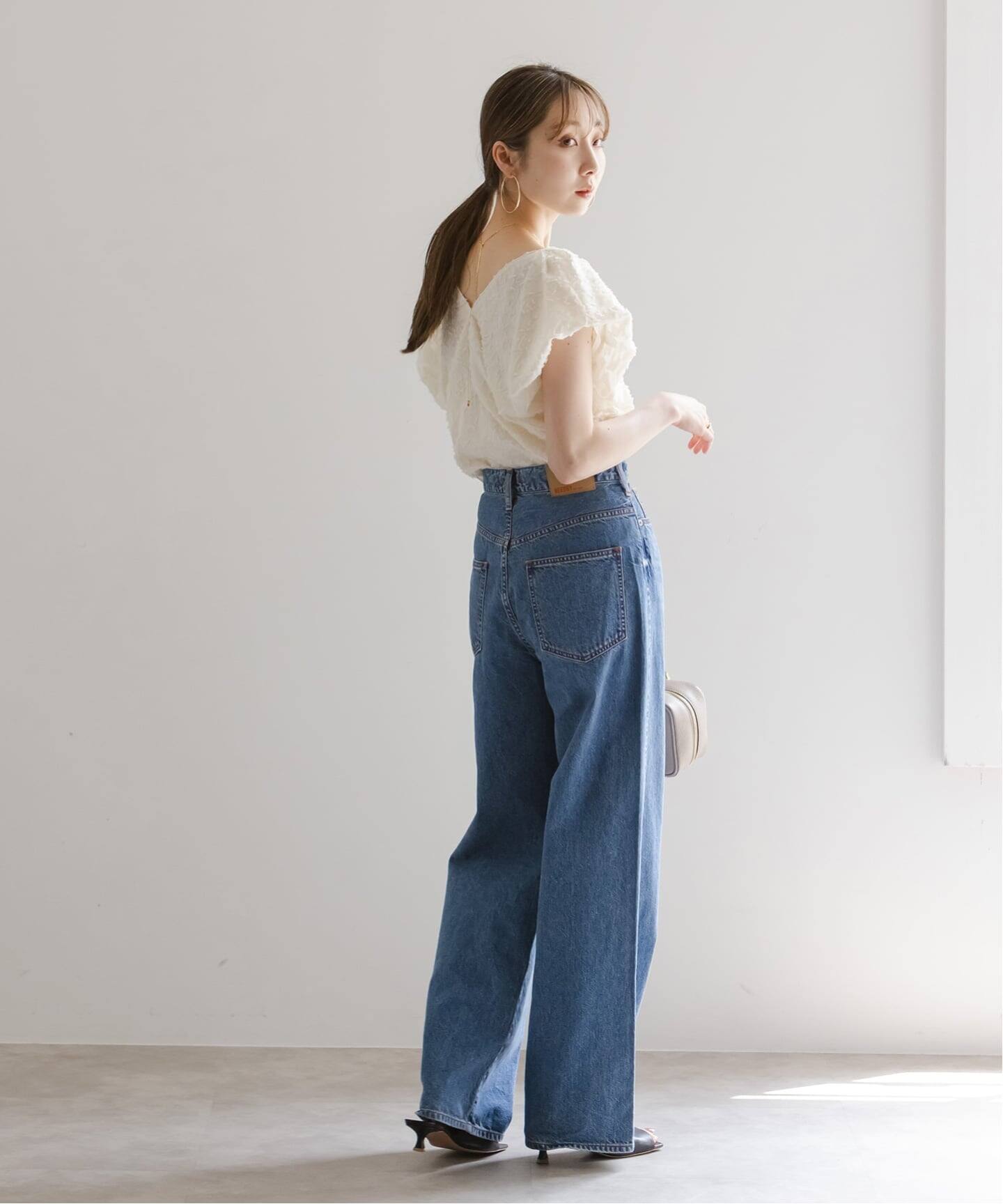 NOBLE【洗える】レオパードジャガードデコルテVブラウス NOBLE｜【洗える】レオパードジャガードデコルテVブラウス