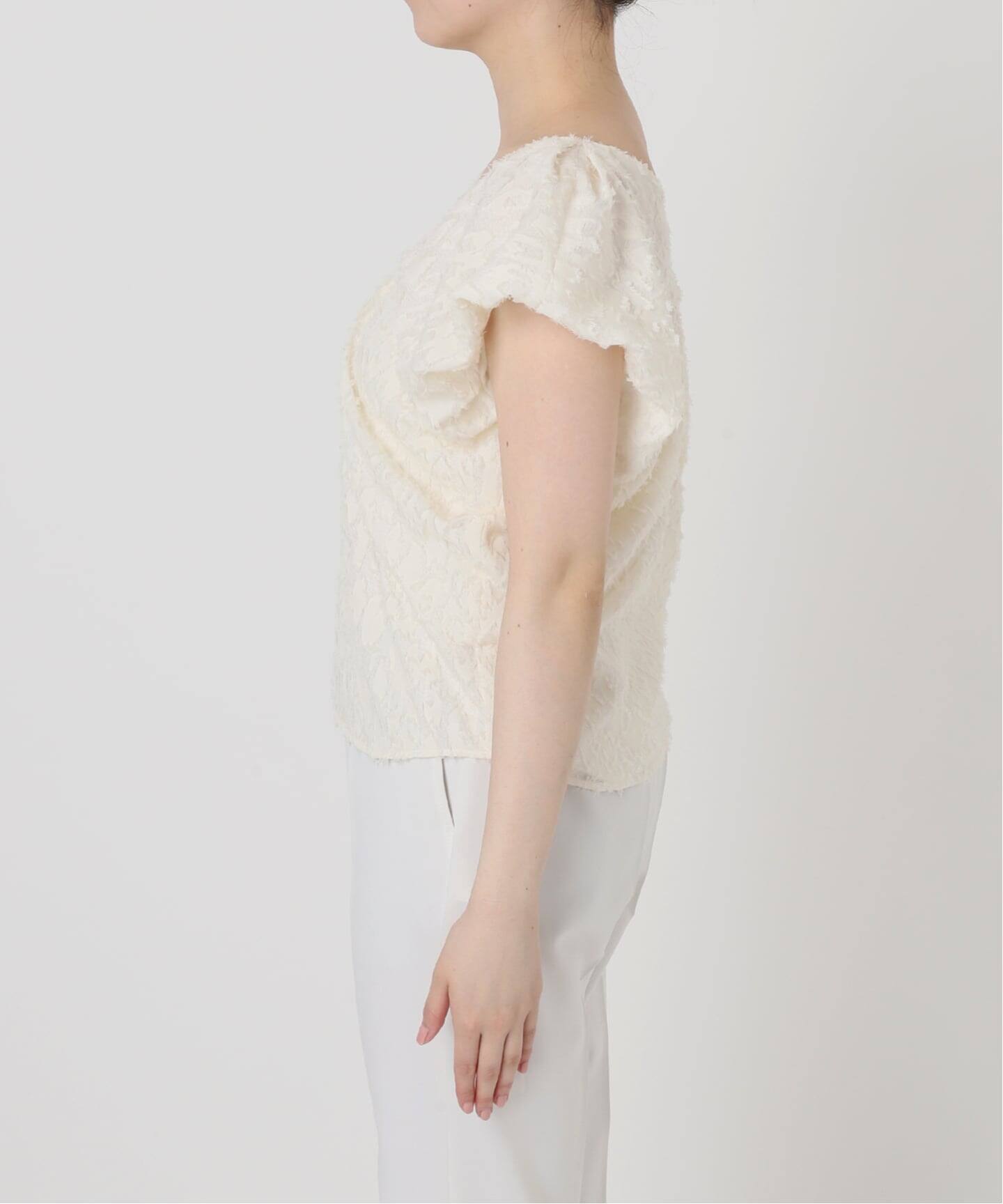 洗える】レオパードジャガードデコルテVブラウス（シャツ／ブラウス 