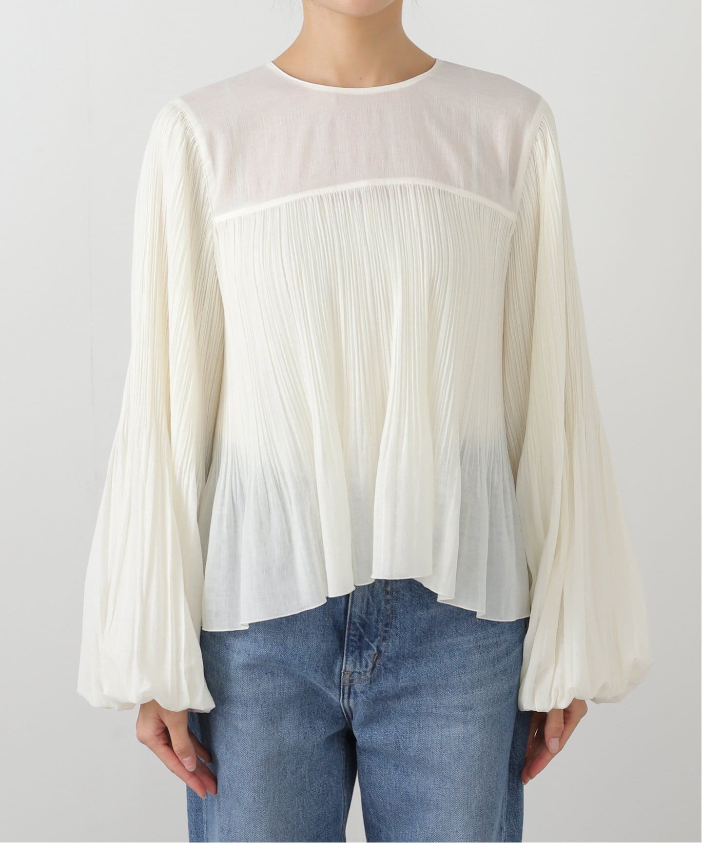 ファジーシフォンプリーツボリュームブラウス（シャツ／ブラウス