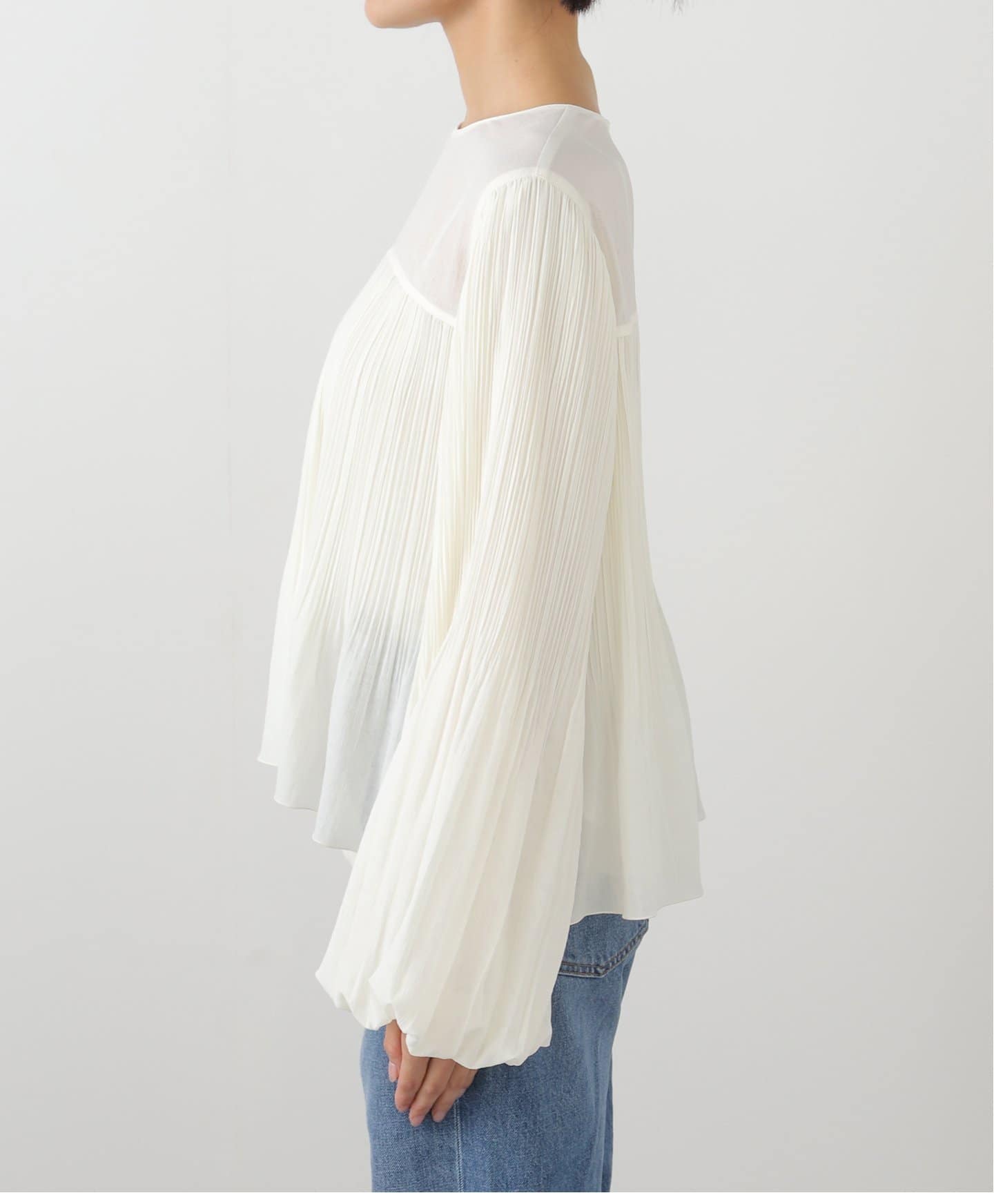 ファジーシフォンプリーツボリュームブラウス（シャツ／ブラウス