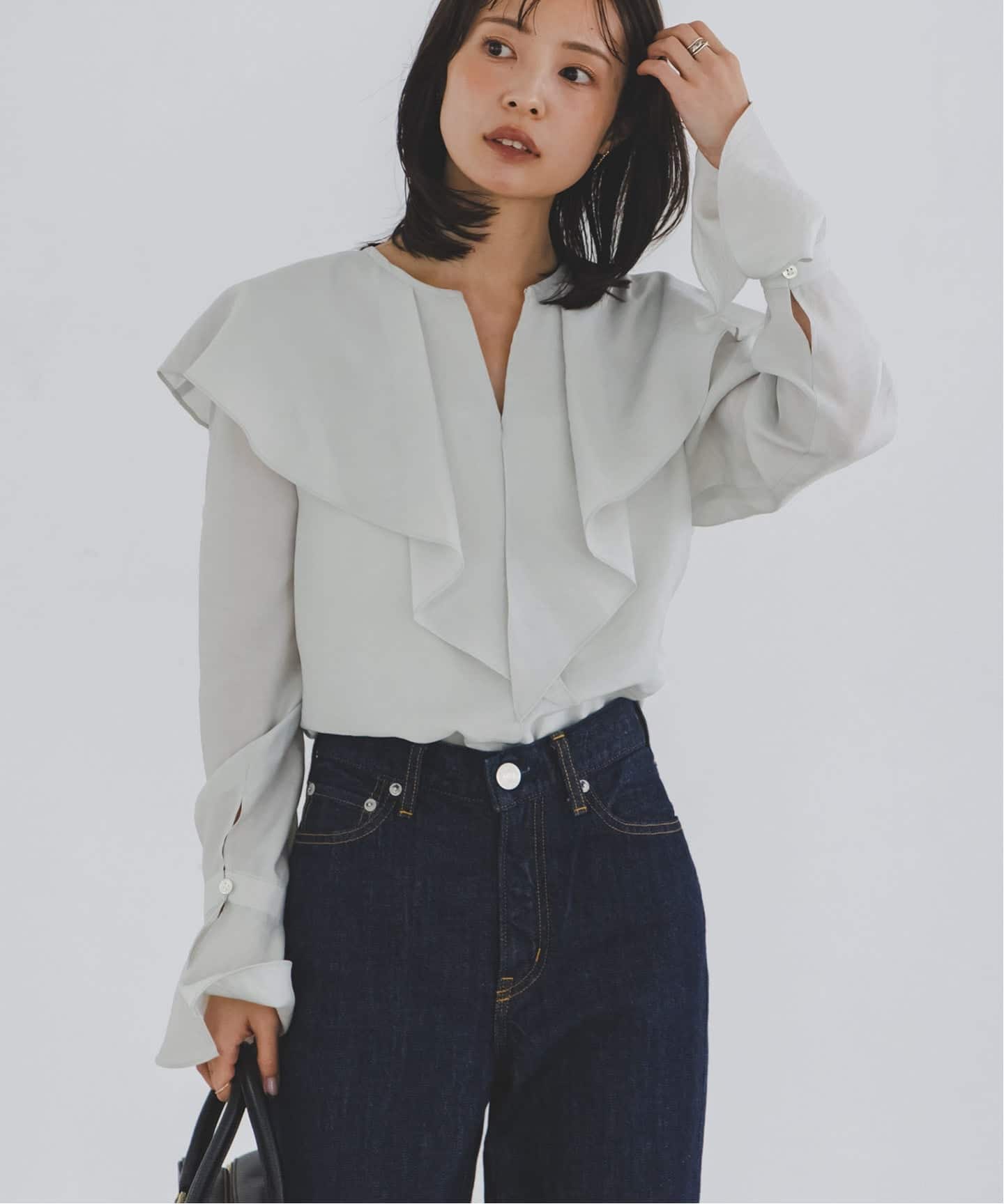 追加》ブライトシアーフリルブラウス（シャツ／ブラウス）｜NOBLE