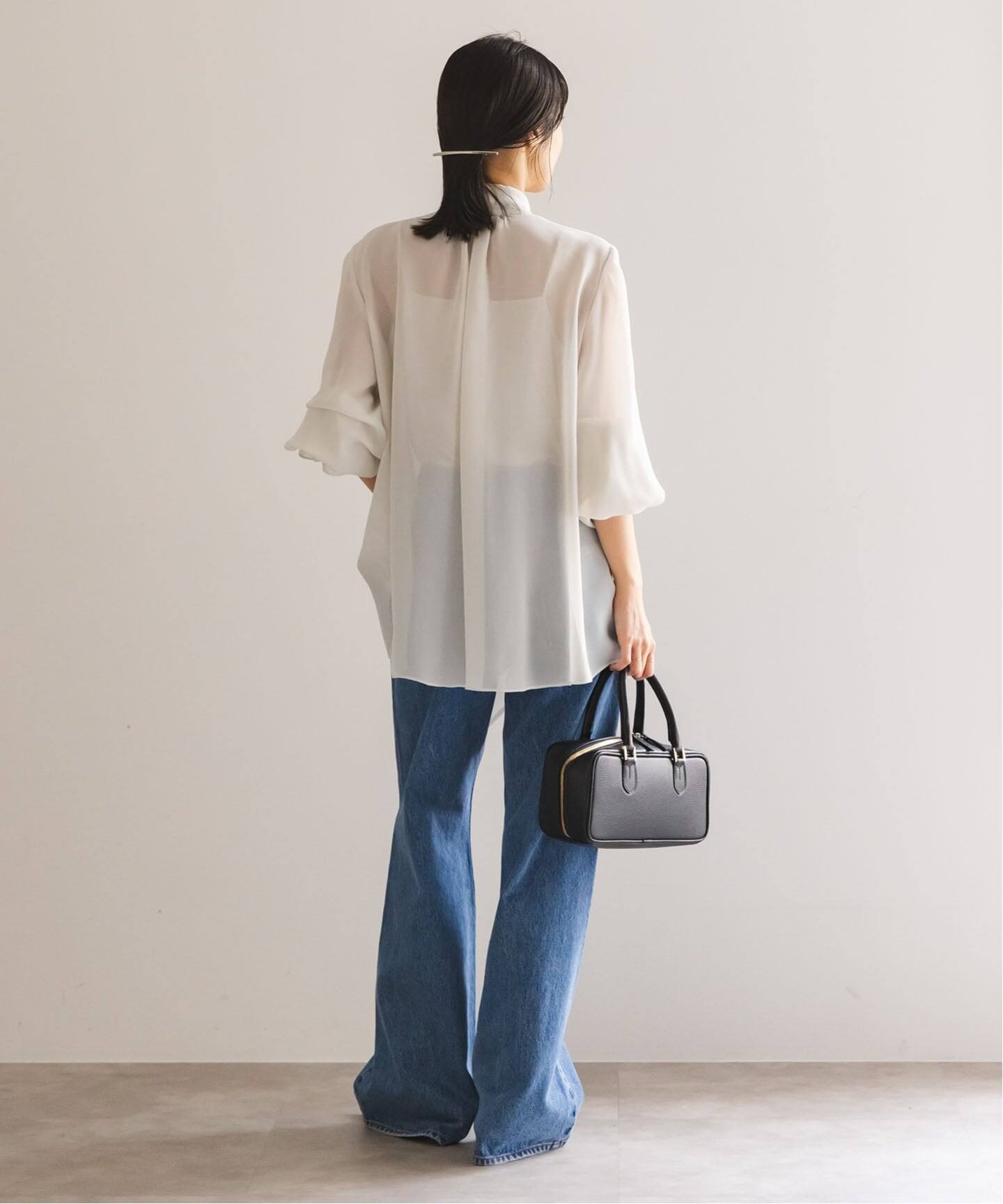 WEB・一部店舗追加》シルキークロスボータイブラウス（シャツ