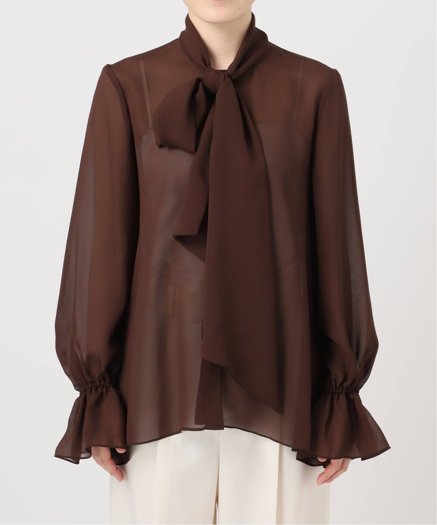 WEB・一部店舗追加》シルキークロスボータイブラウス（シャツ