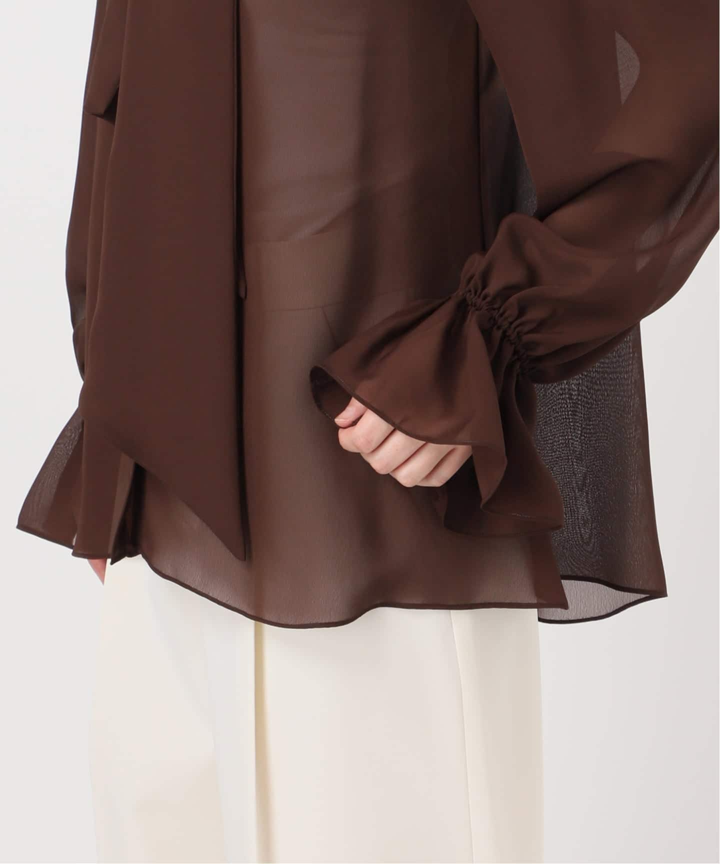 WEB・一部店舗追加》シルキークロスボータイブラウス（シャツ