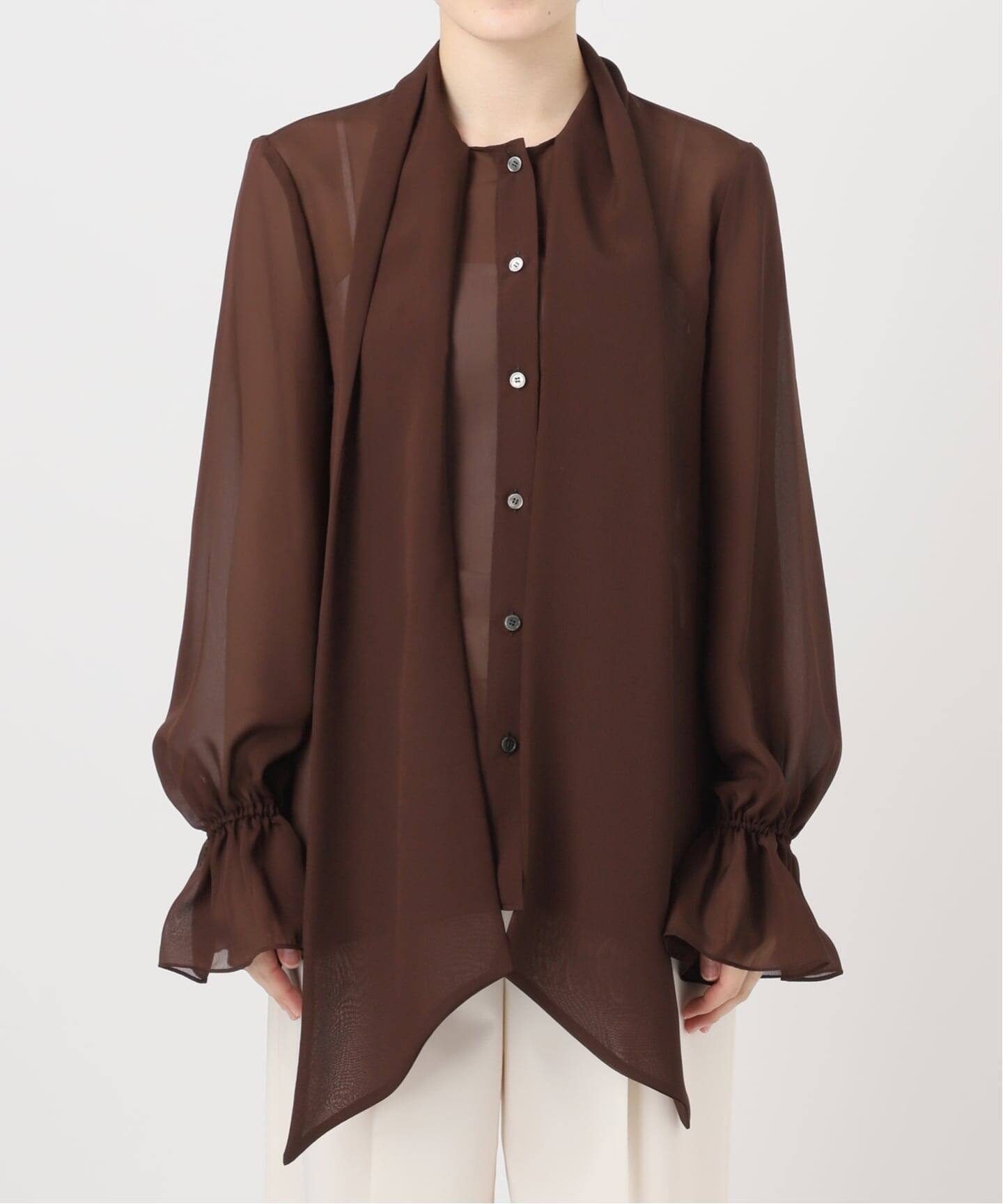 WEB・一部店舗追加》シルキークロスボータイブラウス（シャツ