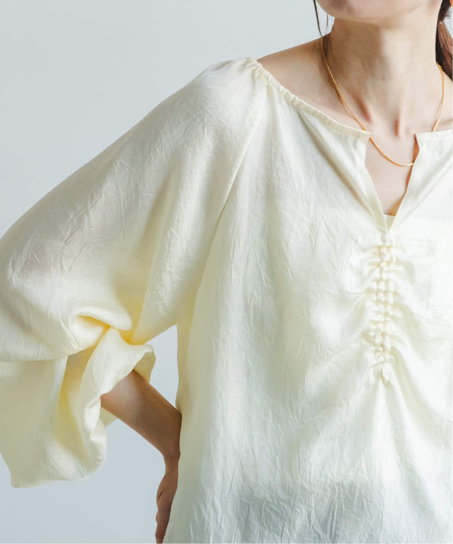 美品　25SS noble ノーブル　ラスタークリースツイルパフブラウス ラスタークリースツイルパフブラウス（シャツ／ブラウス