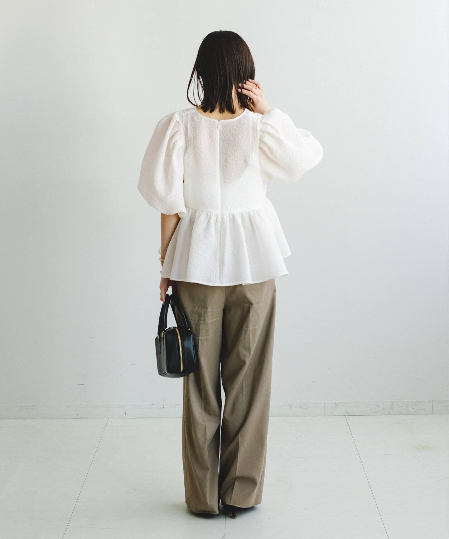 追加》【洗える】シアーノイズジャガードブラウス（シャツ／ブラウス