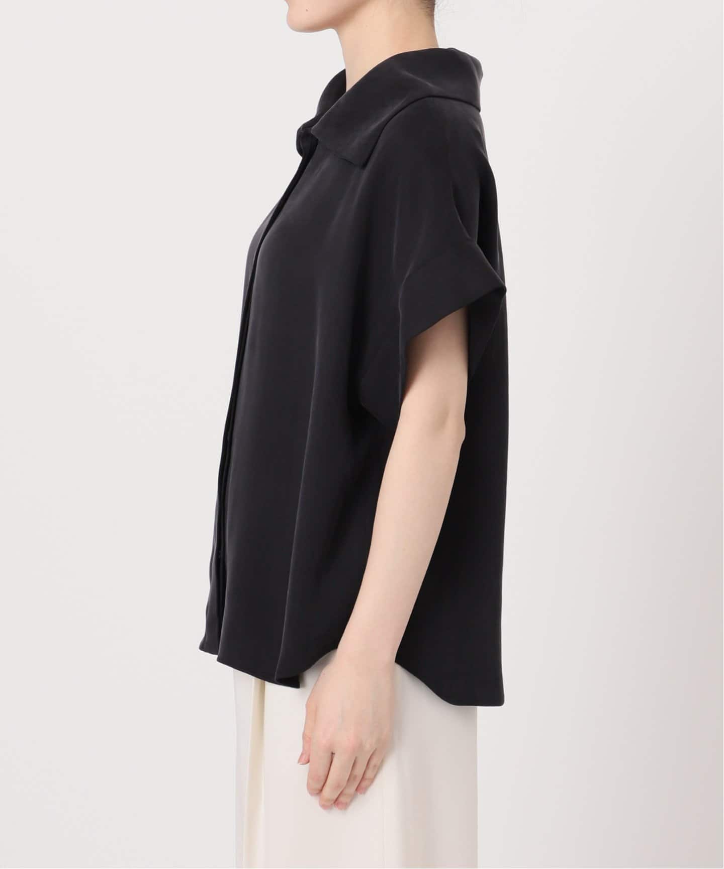 今期！noble 2WAYワイドカラーキュプラブラウス 追加》【洗える】2WAYワイドカラーキュプラブラウス（シャツ