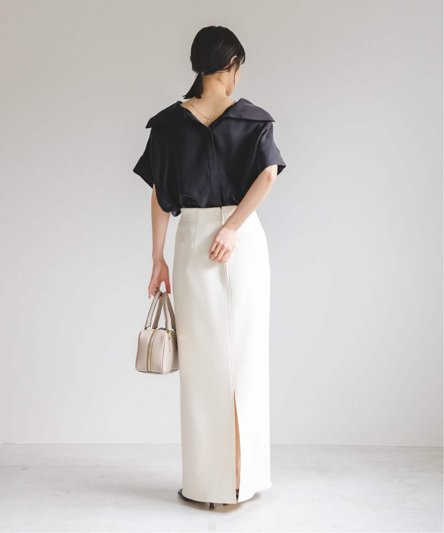 2WAYワイドカラーヘビーキュプラブラウス（シャツ／ブラウス）｜NOBLE