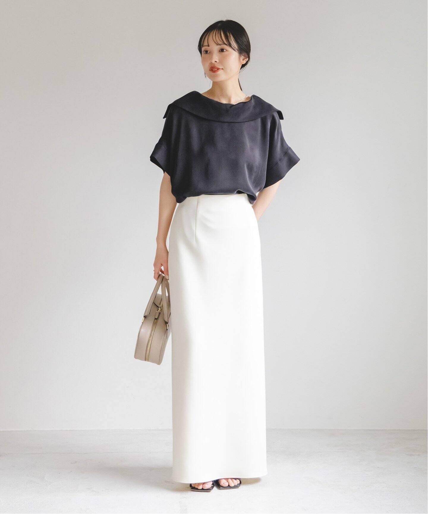 NOBLE｜2WAYワイドカラーヘビーキュプラブラウス | Rakuten