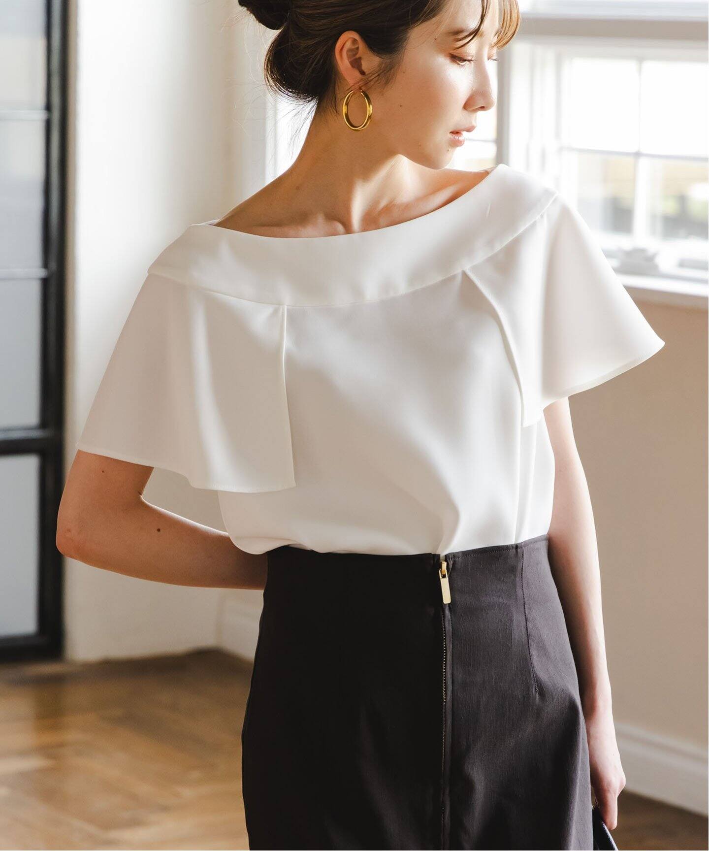 洗える】スクエアケープスリーブブラウス（シャツ／ブラウス）｜NOBLE 