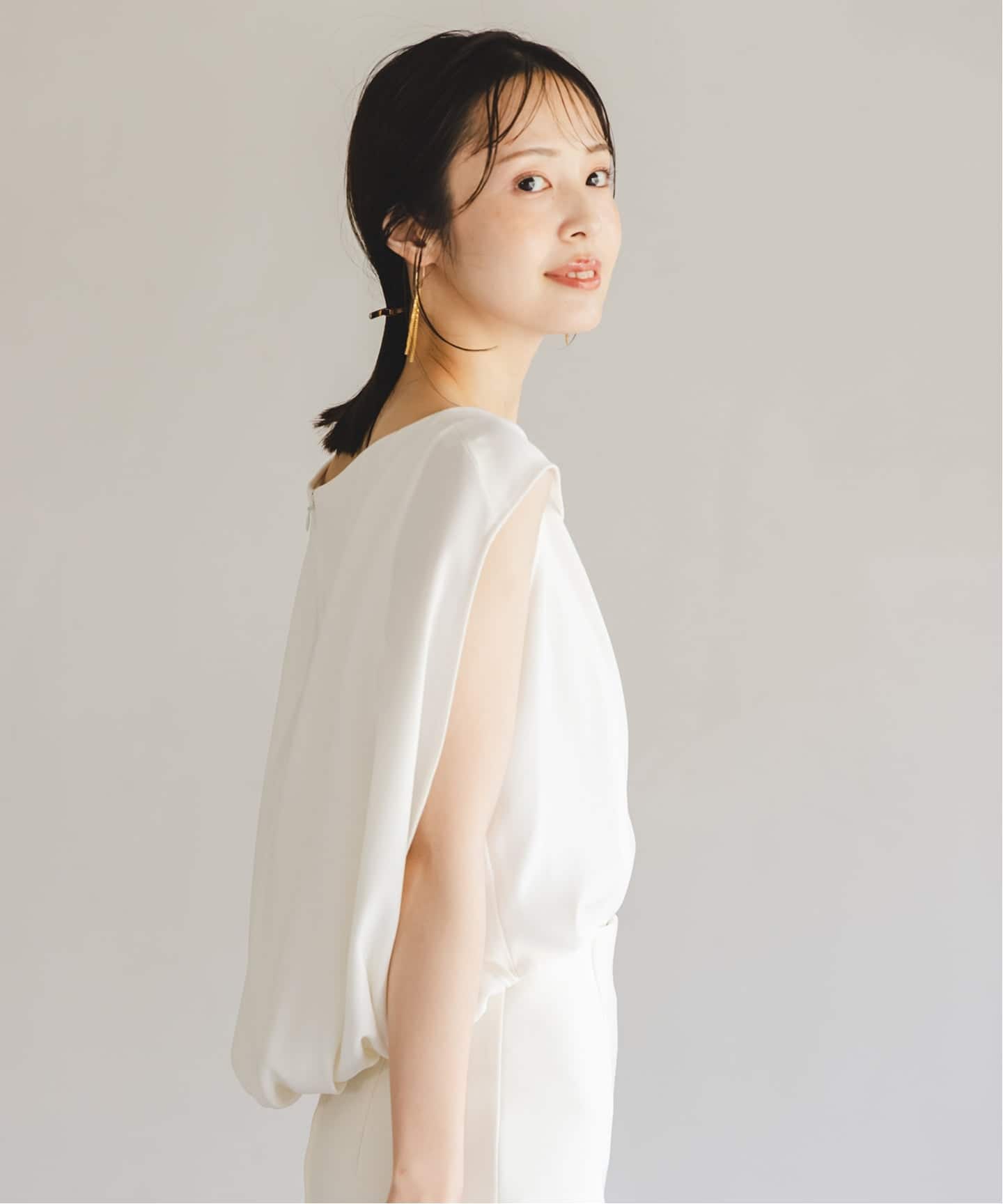 WEB限定追加》【NOBLE×L'AUBE BLANC】バルーンケープブラウス